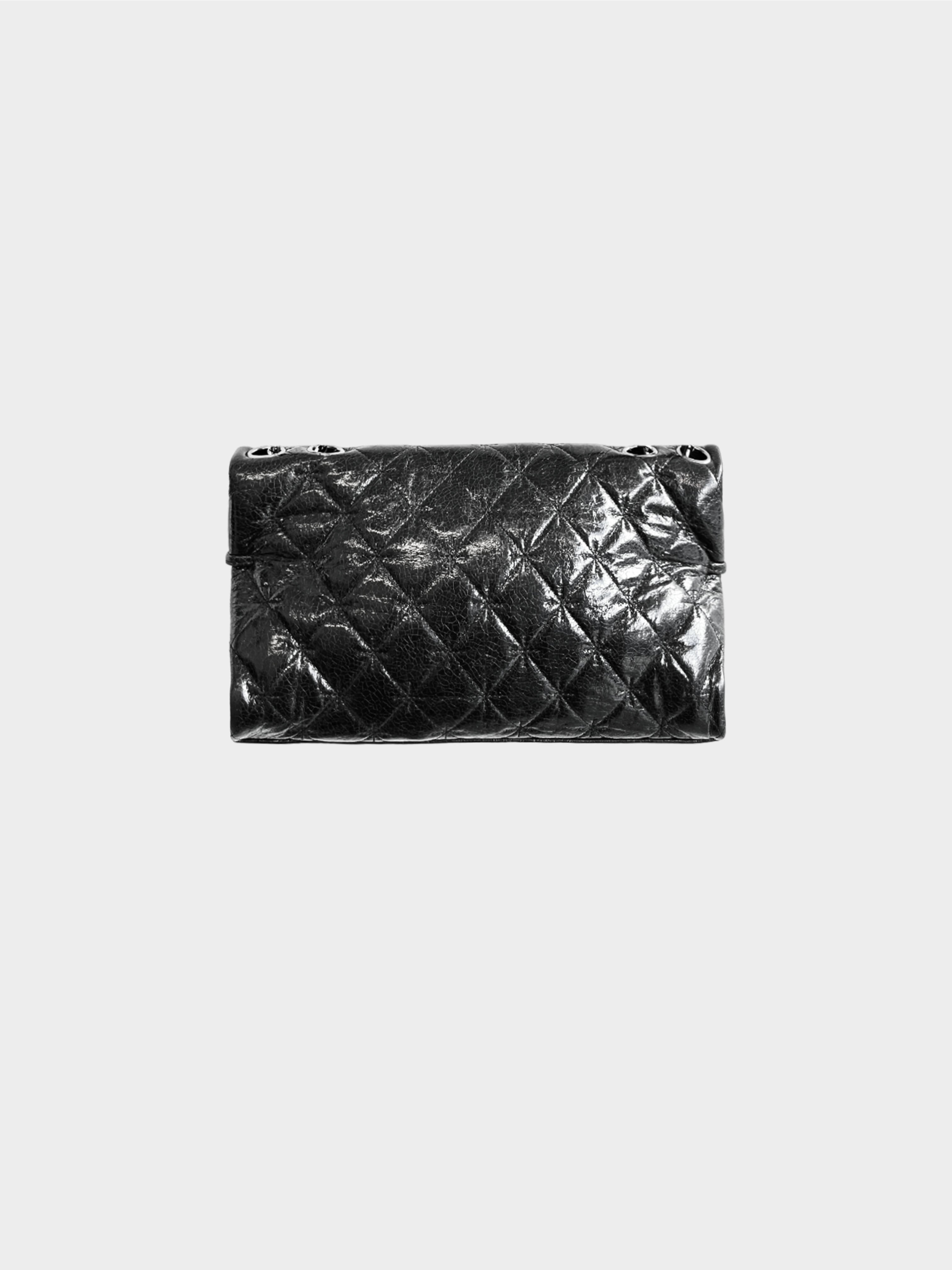 Chanel 2005 Black Glazed Calfskin Mademoiselle Reissue Medium Flap Bag