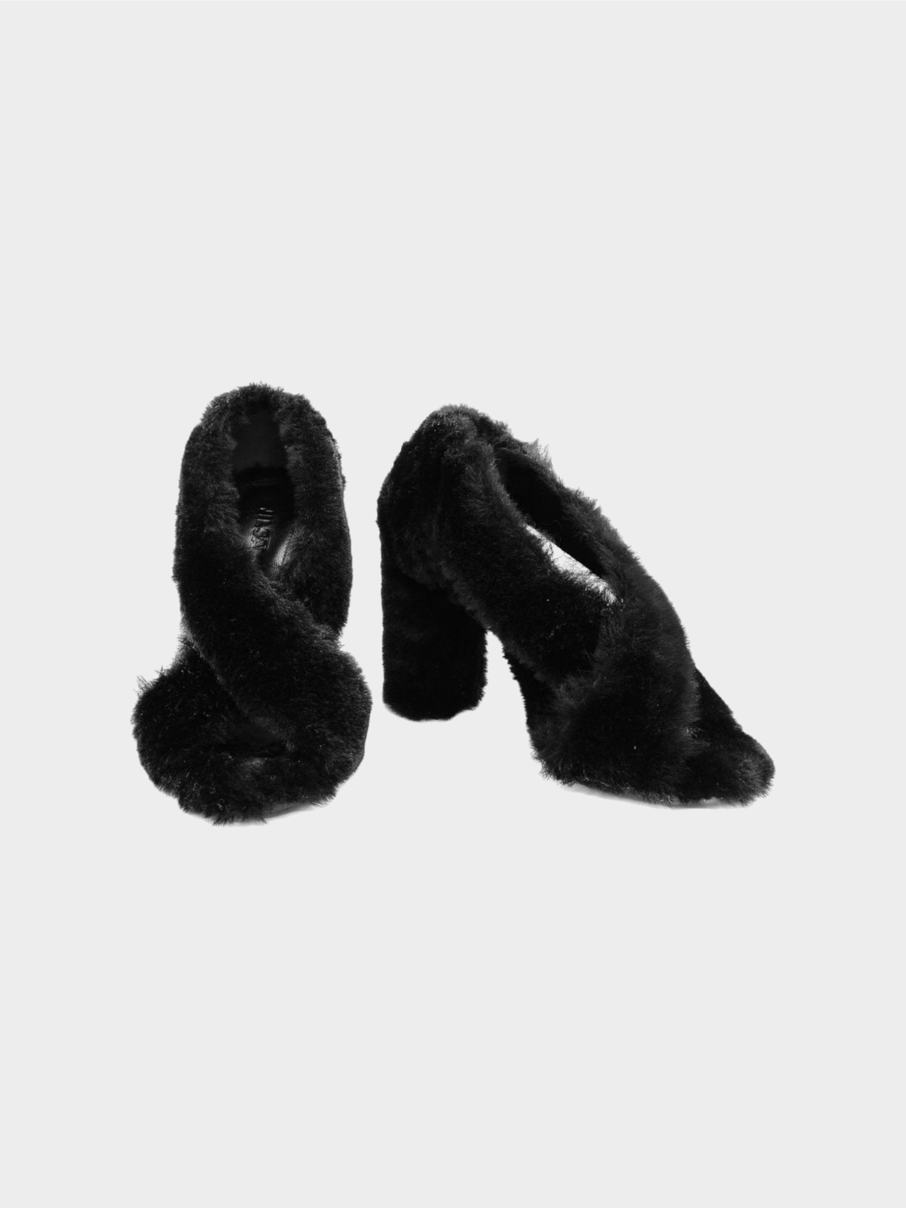 Jil Sander 2018 Black Merino Fur Heels