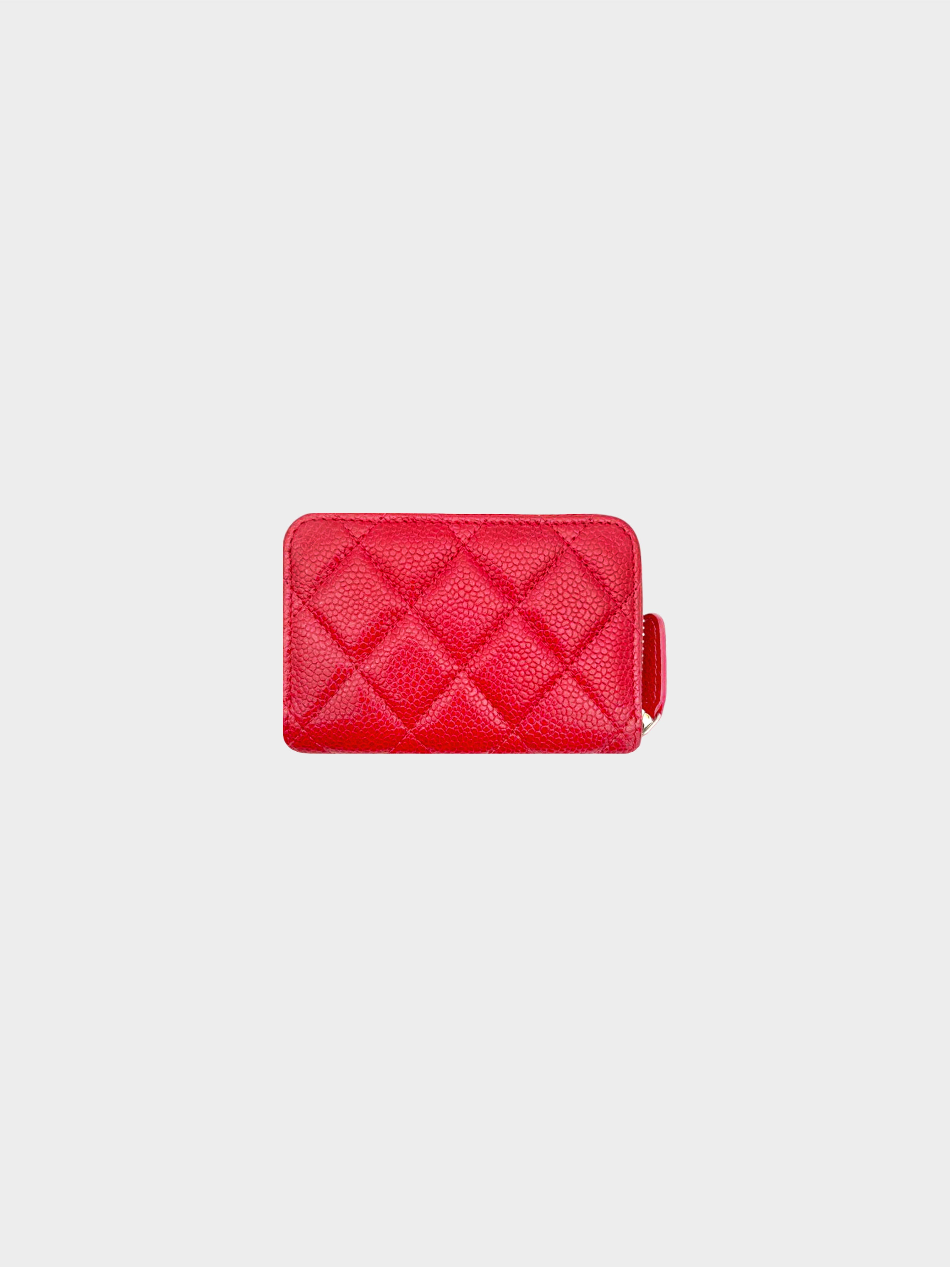 Chanel 2015 Red Matelasse Caviar Skin Coin Case