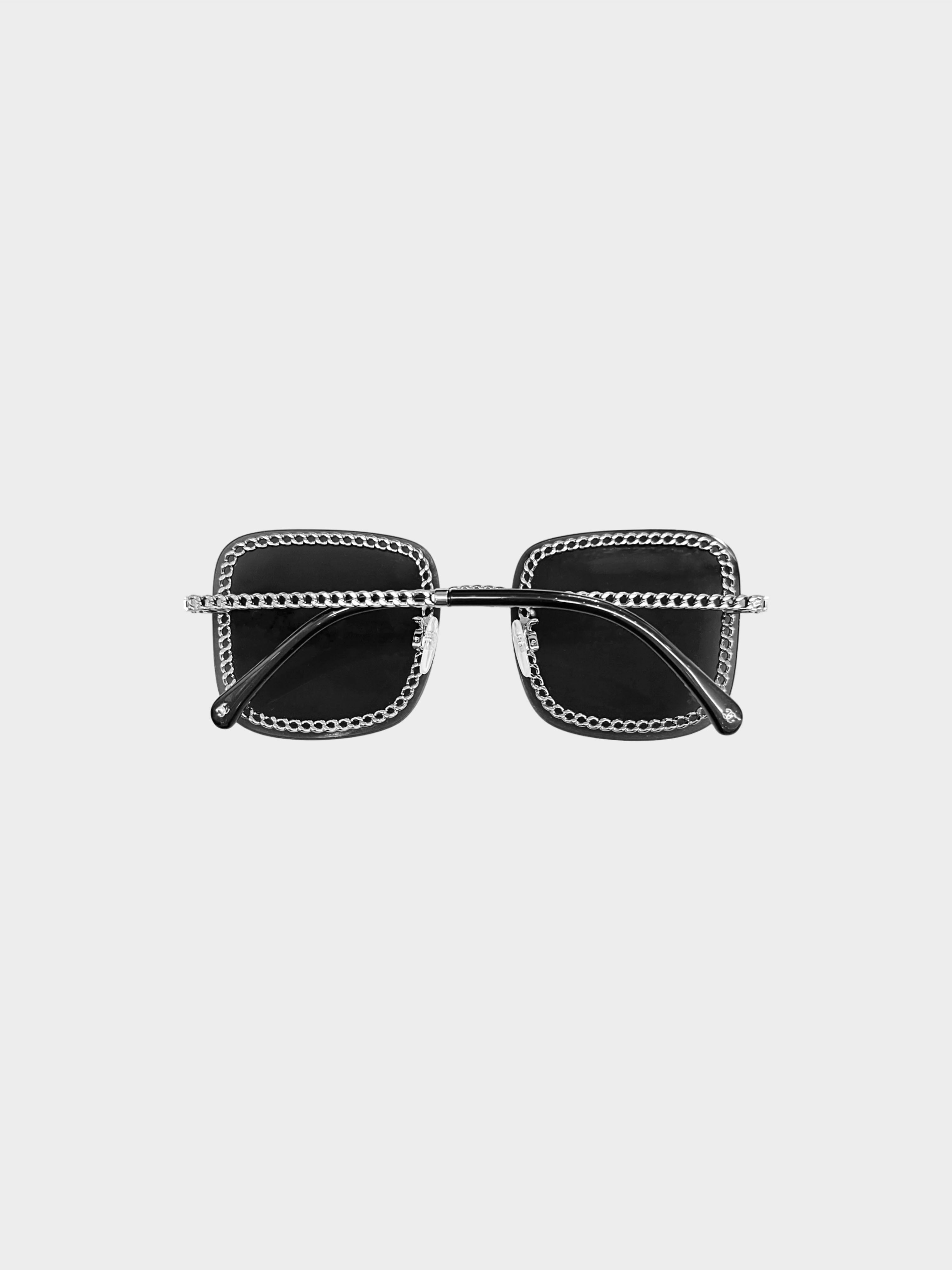 Chanel Late 2010s Black 4244 Sunglasses with Chain