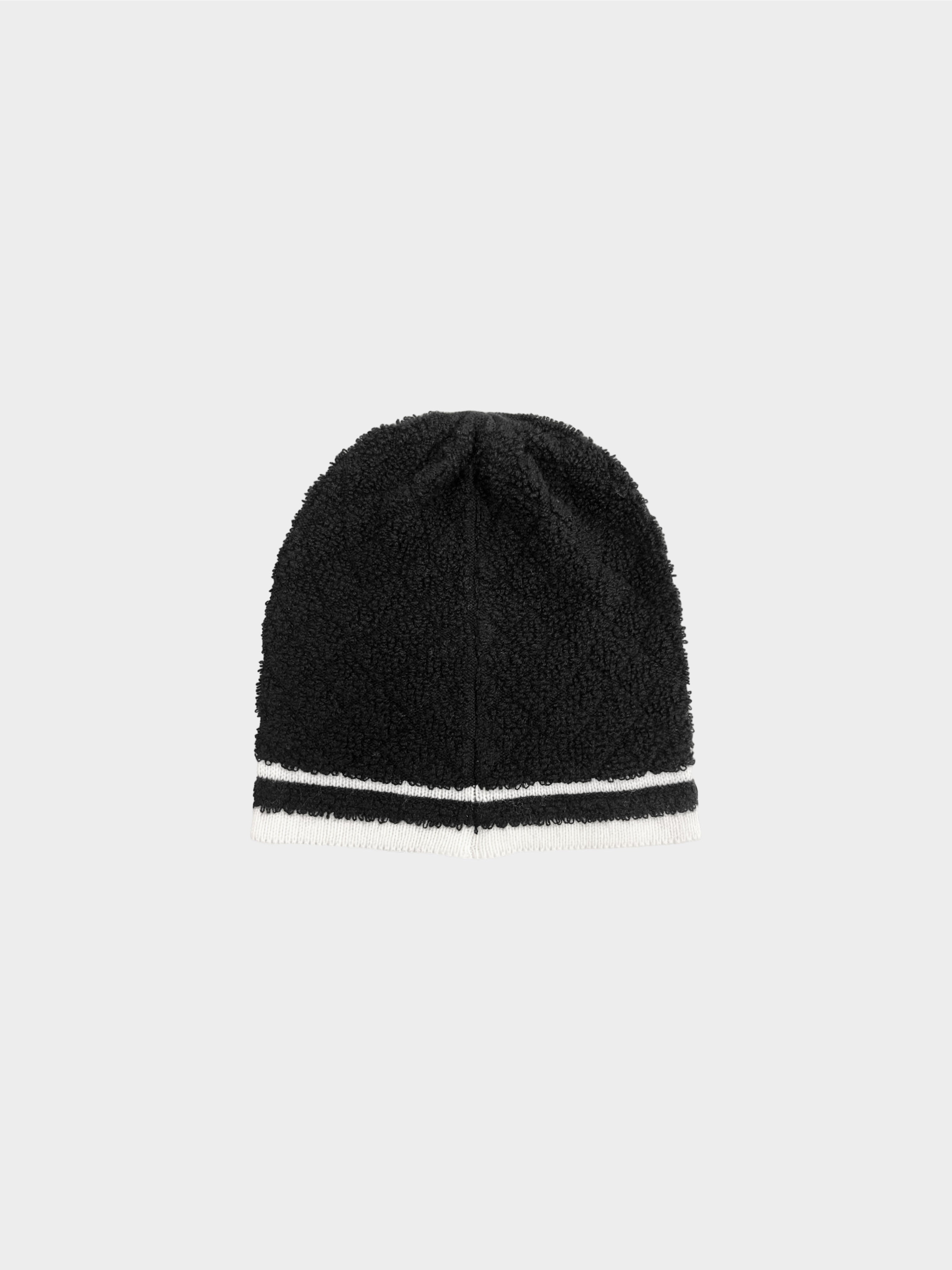 Chanel 2022 Black White and Gold Quilted Cahsmere Beanie