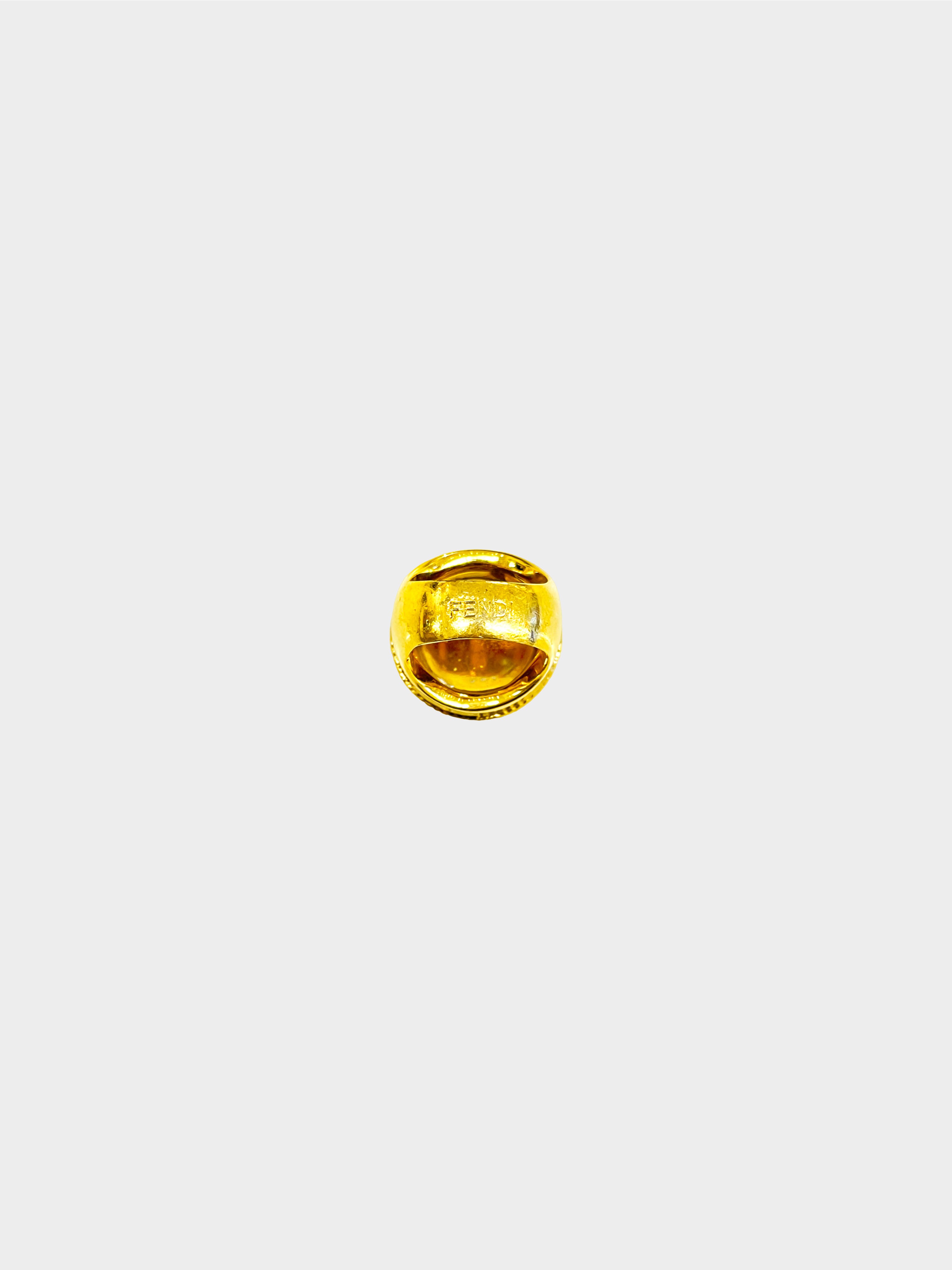 Fendi 1990s Gold Janus Coin Ring Earrings