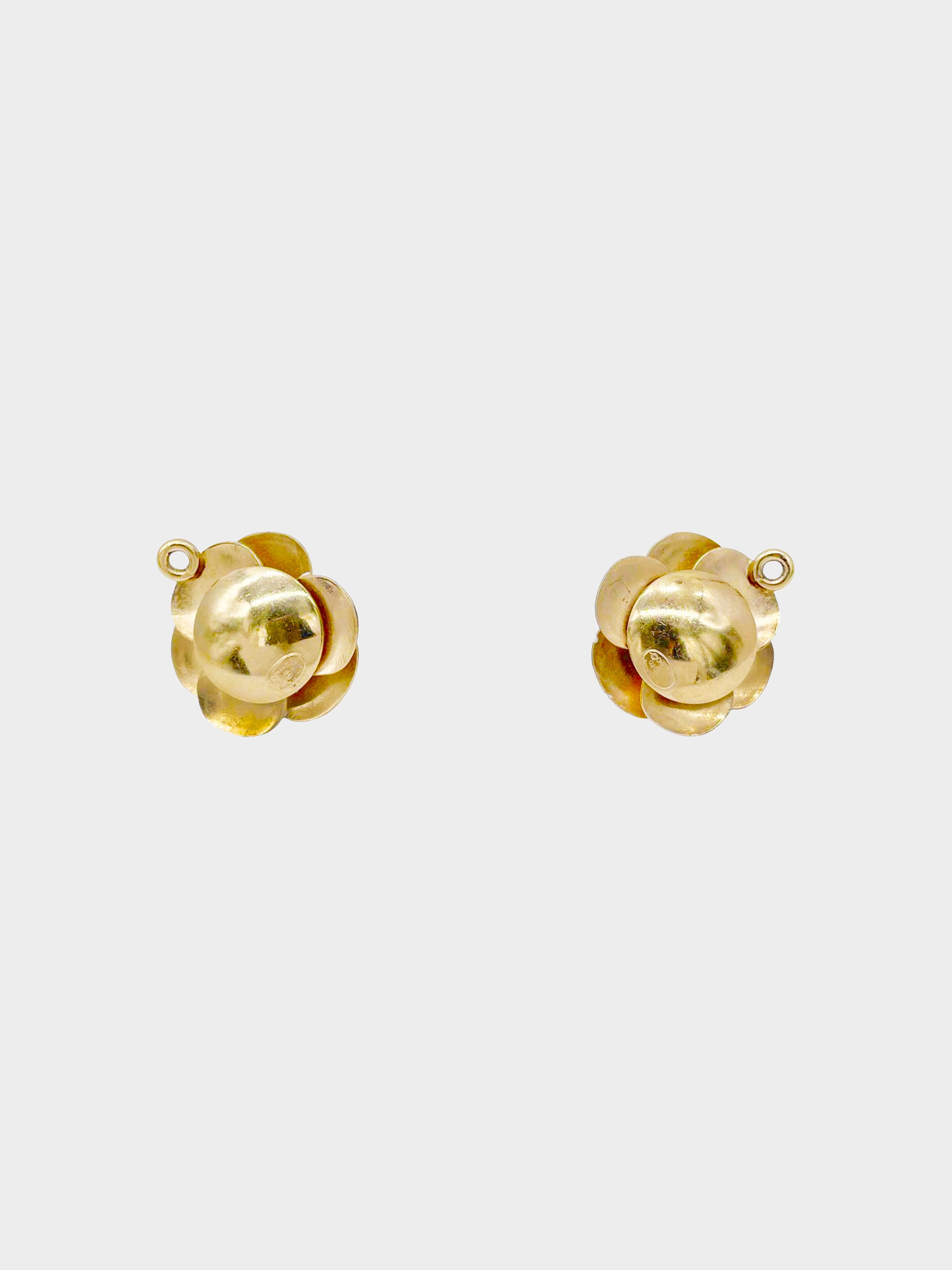 chanel mini gold ball earrings