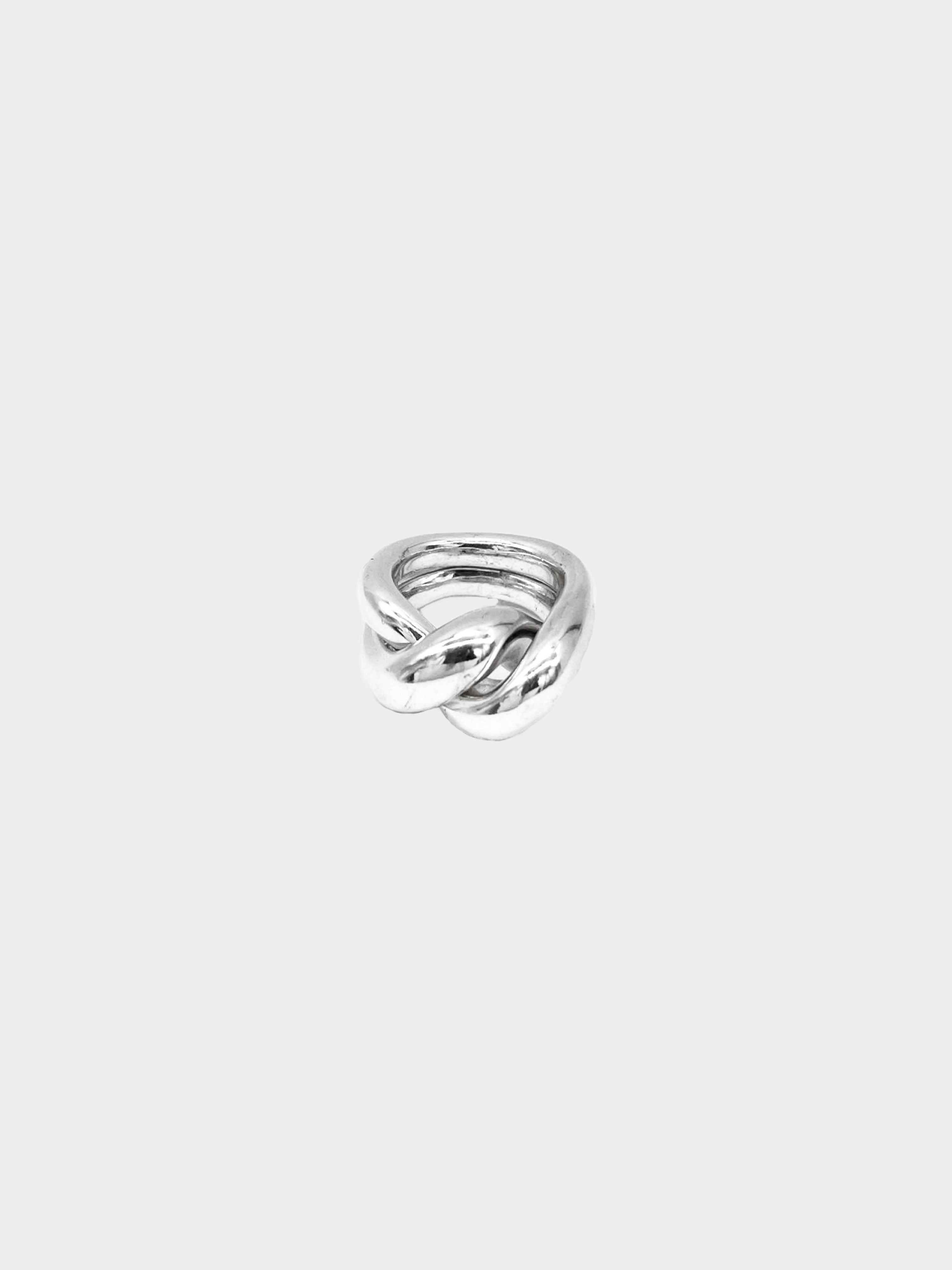Chanel 1990s Silver Interlocking Puzzle Ring