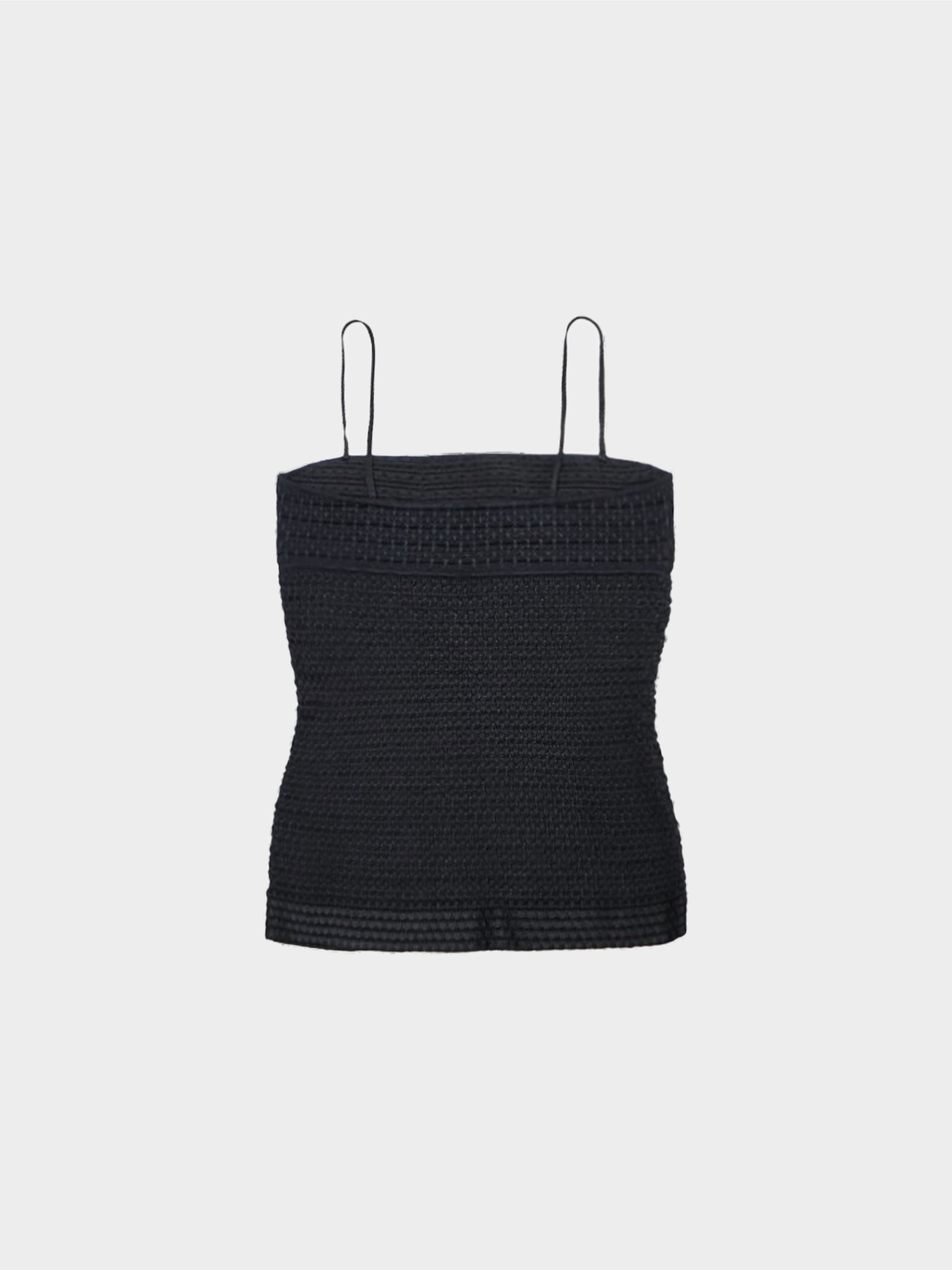 Chanel 2010s Black CC Logo Knitted Cami Top