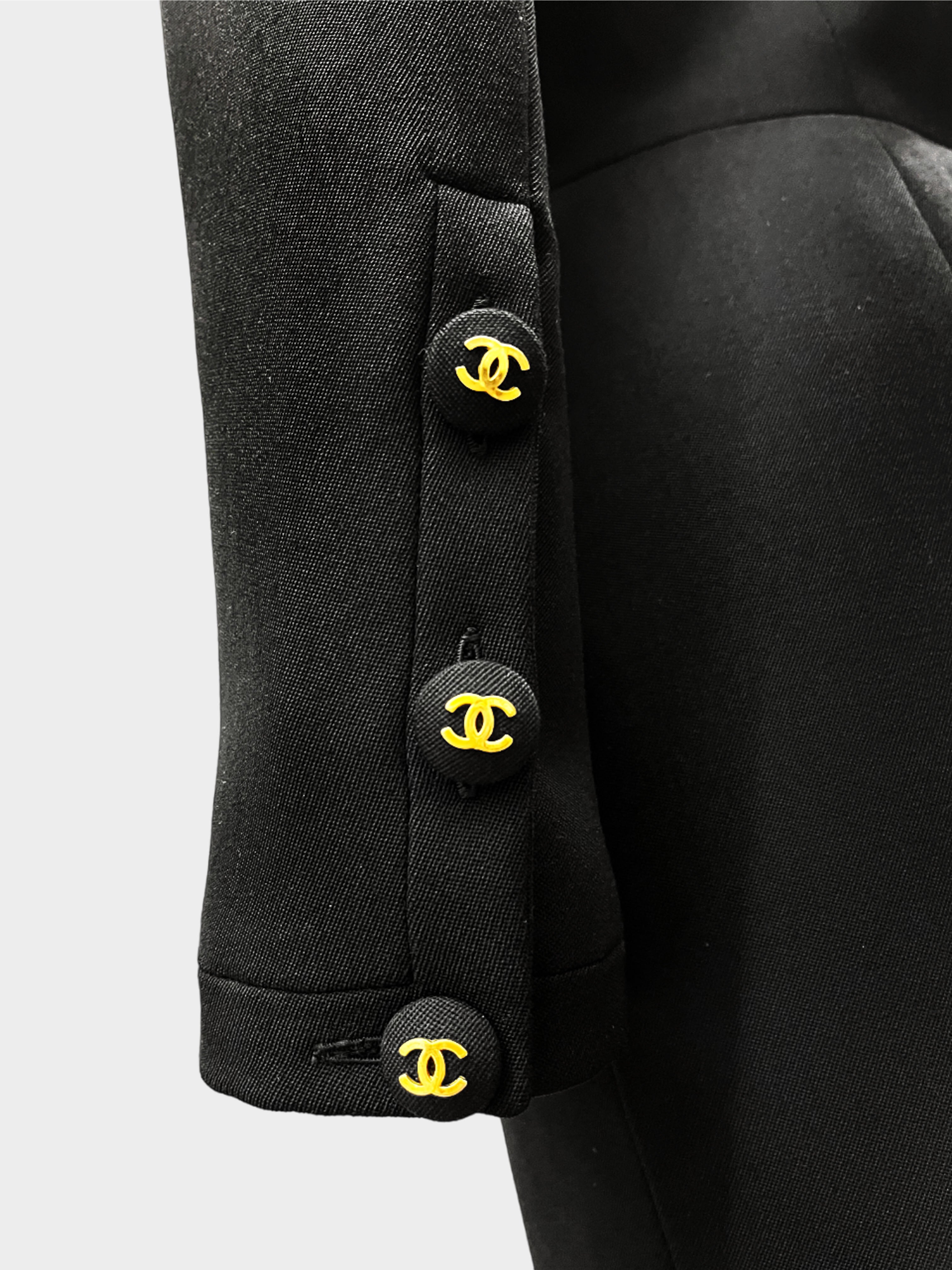 Chanel 1990s Black Wool Coat Dress with Belt
