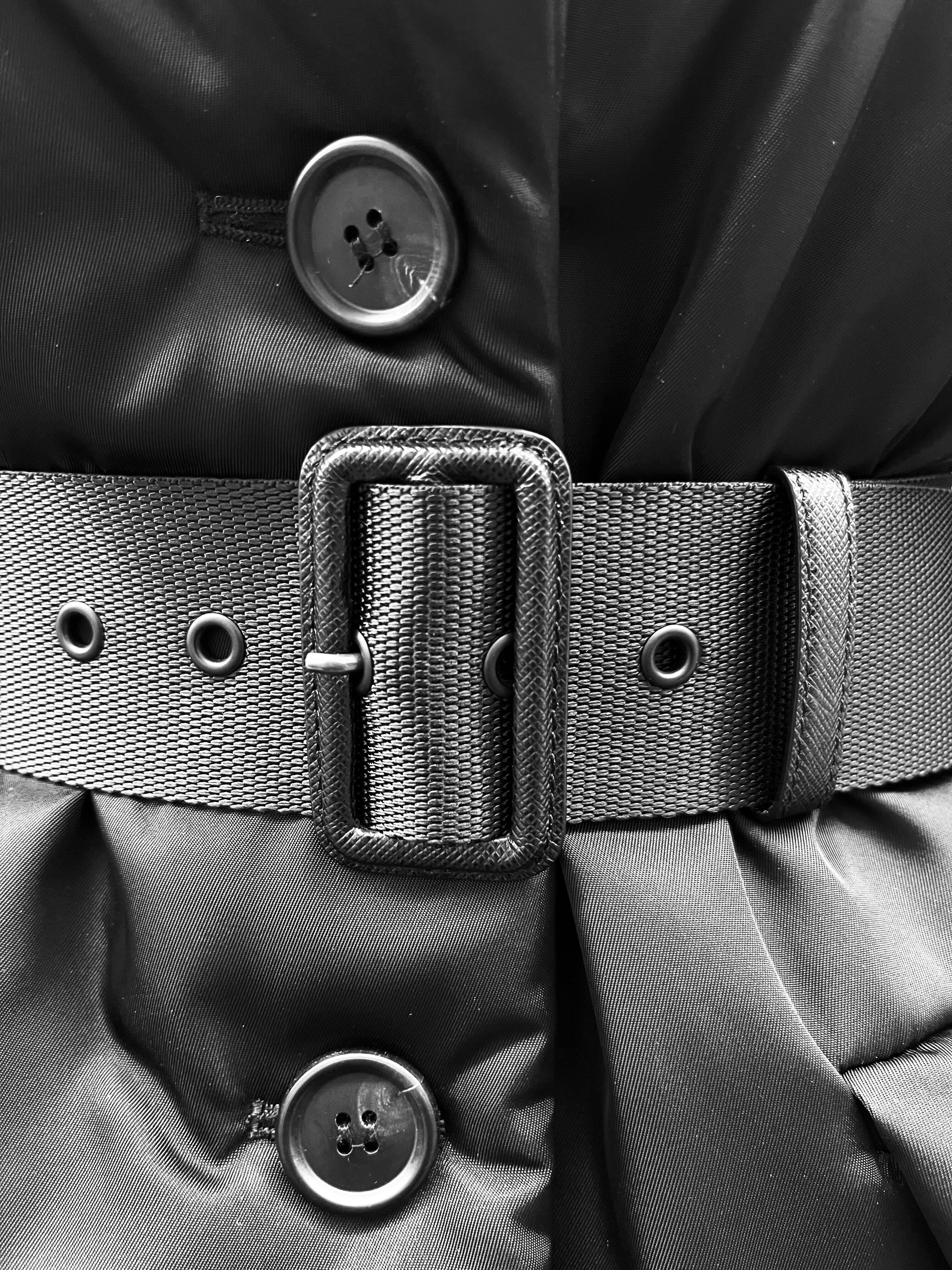 Prada 2021 Black Re-Nylon Puffer Jacket With Belt
