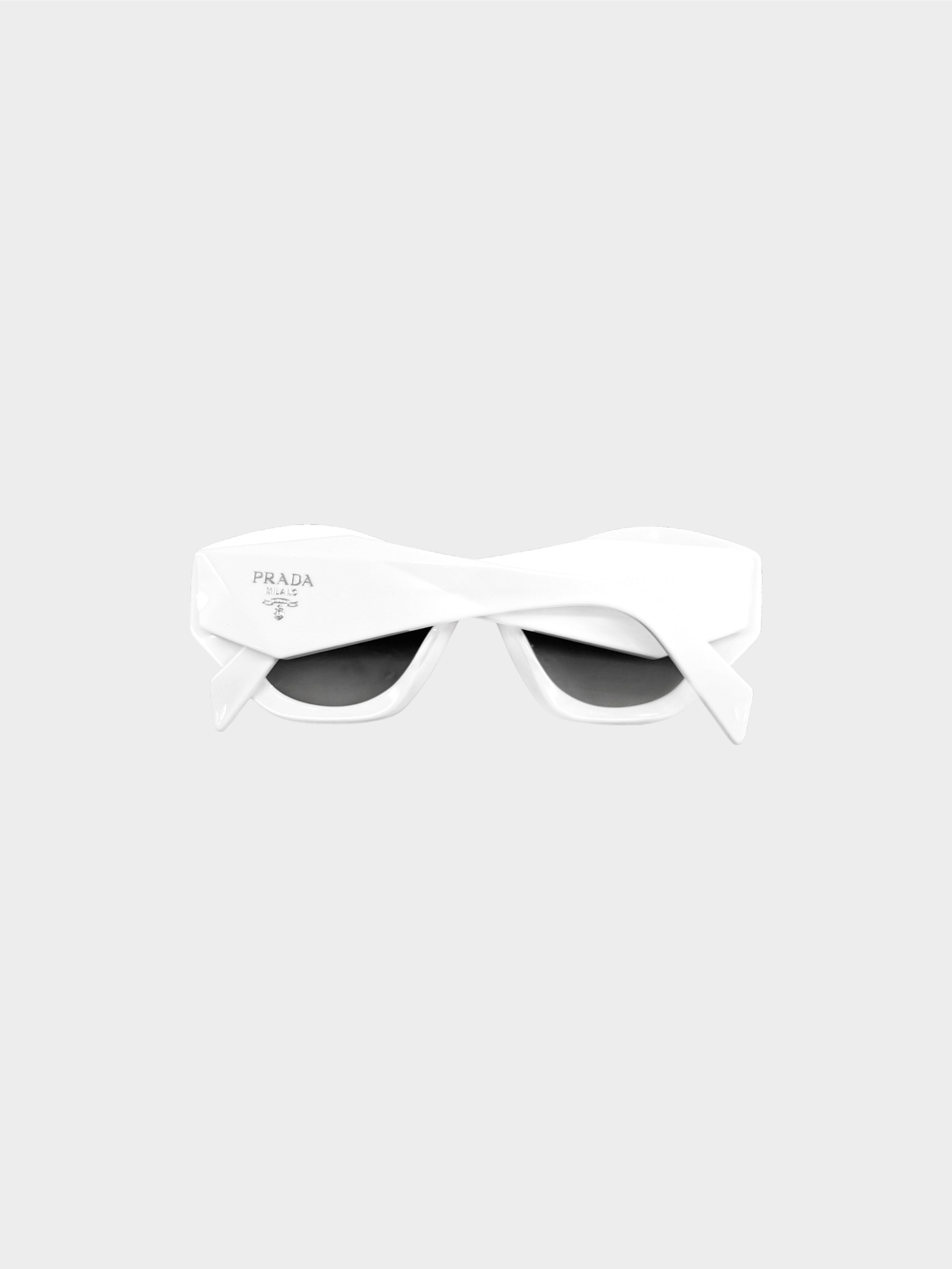 Prada 2020s White Symbole SPRY07 Cat Eye Sunglasses