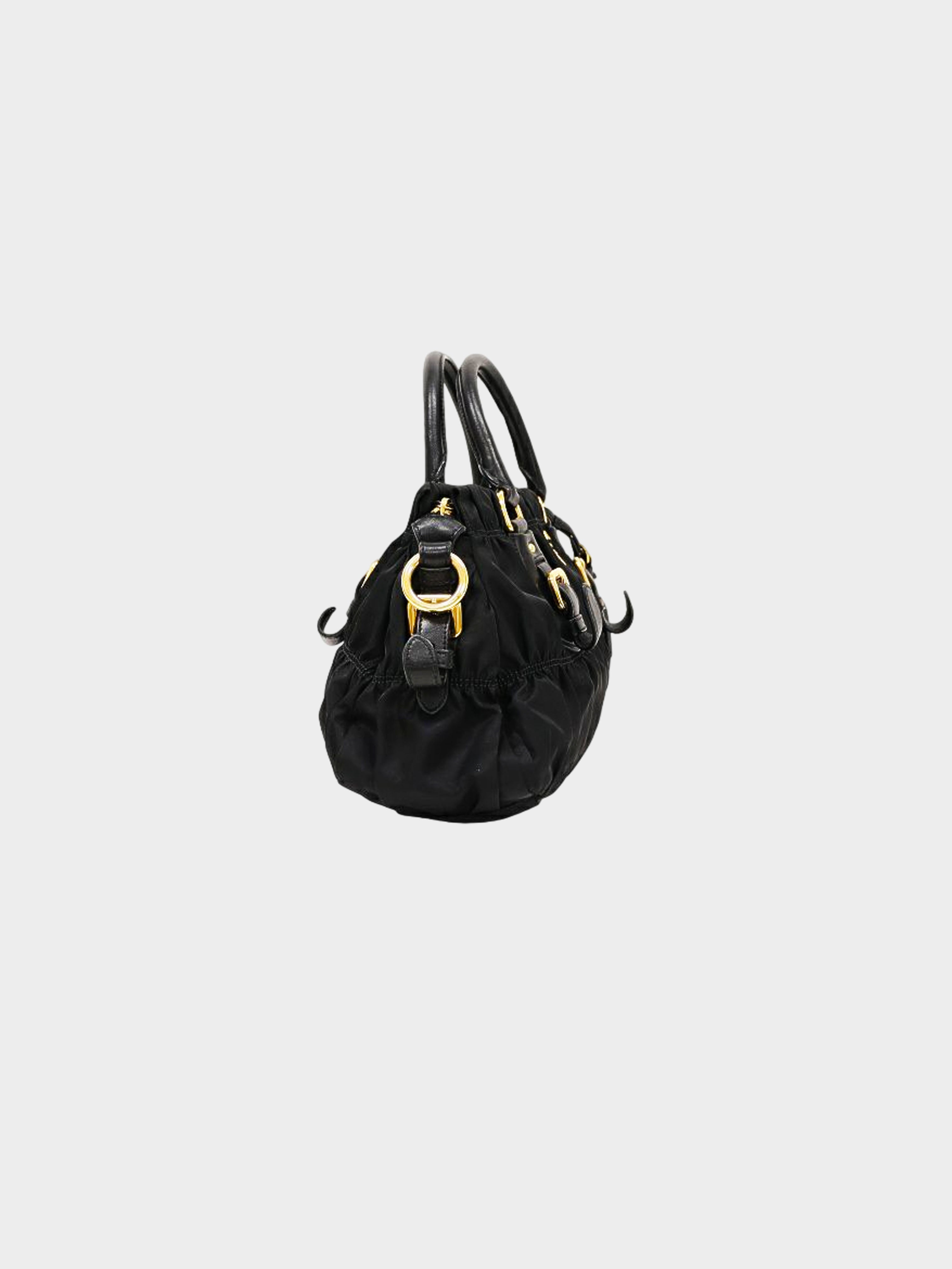 Prada 2000s Black Gaufre Tessuto Nylon 2-Way Bag