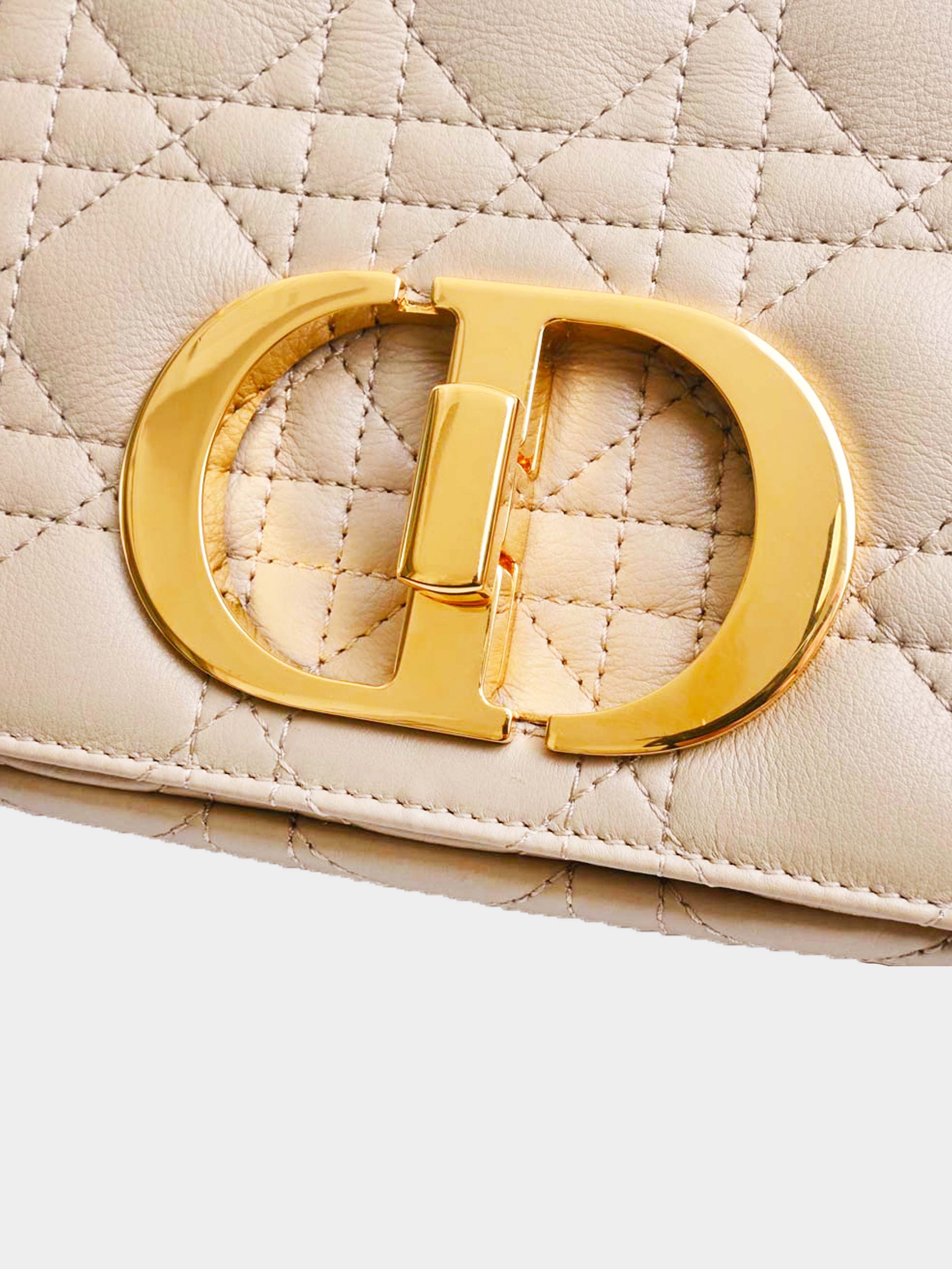 Christian Dior 2022 Beige Cannage Quilt Caro Shoulder Bag