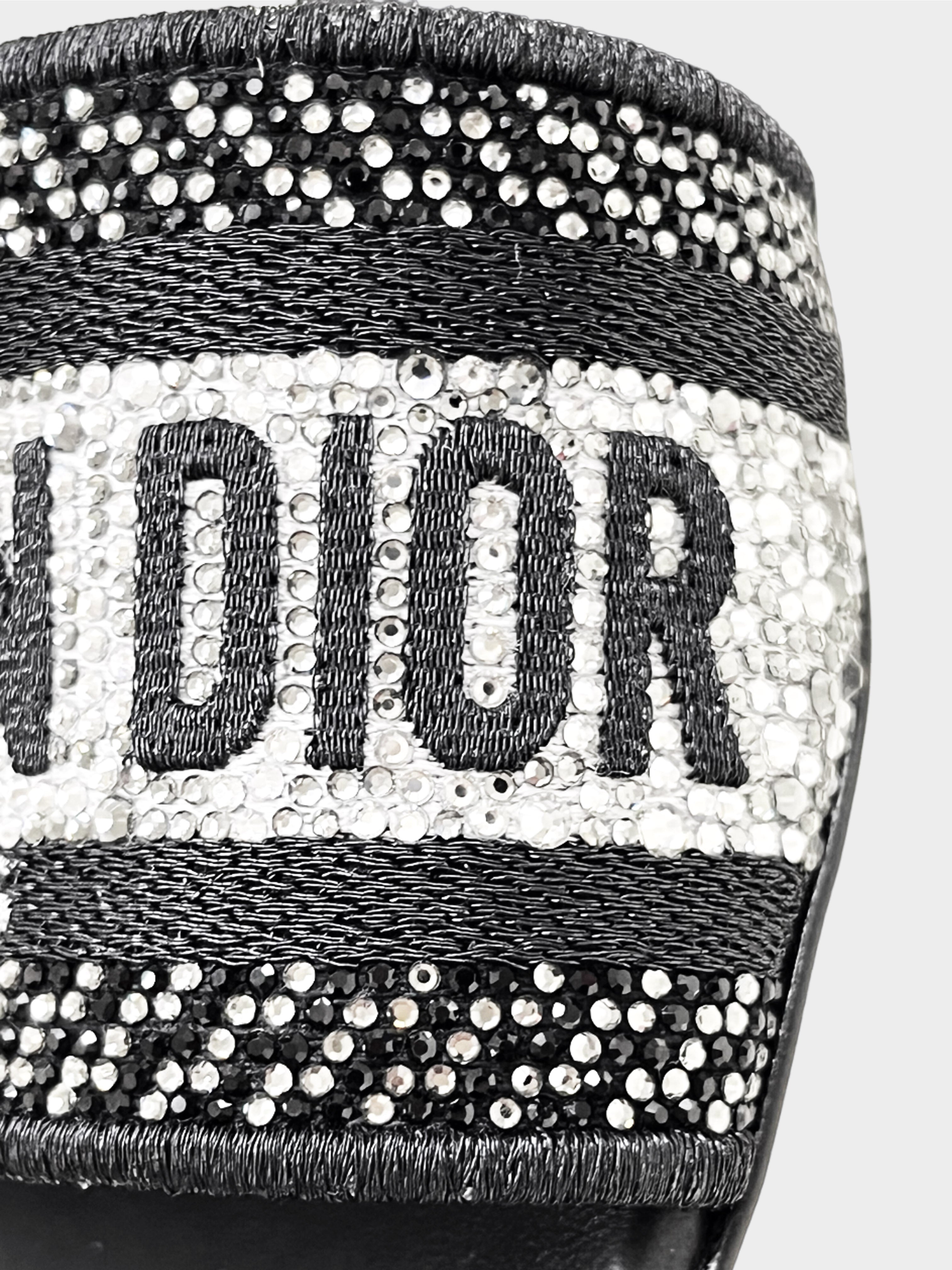 Christian Dior 2020s Black and Silver Rhinestone Dway Slides