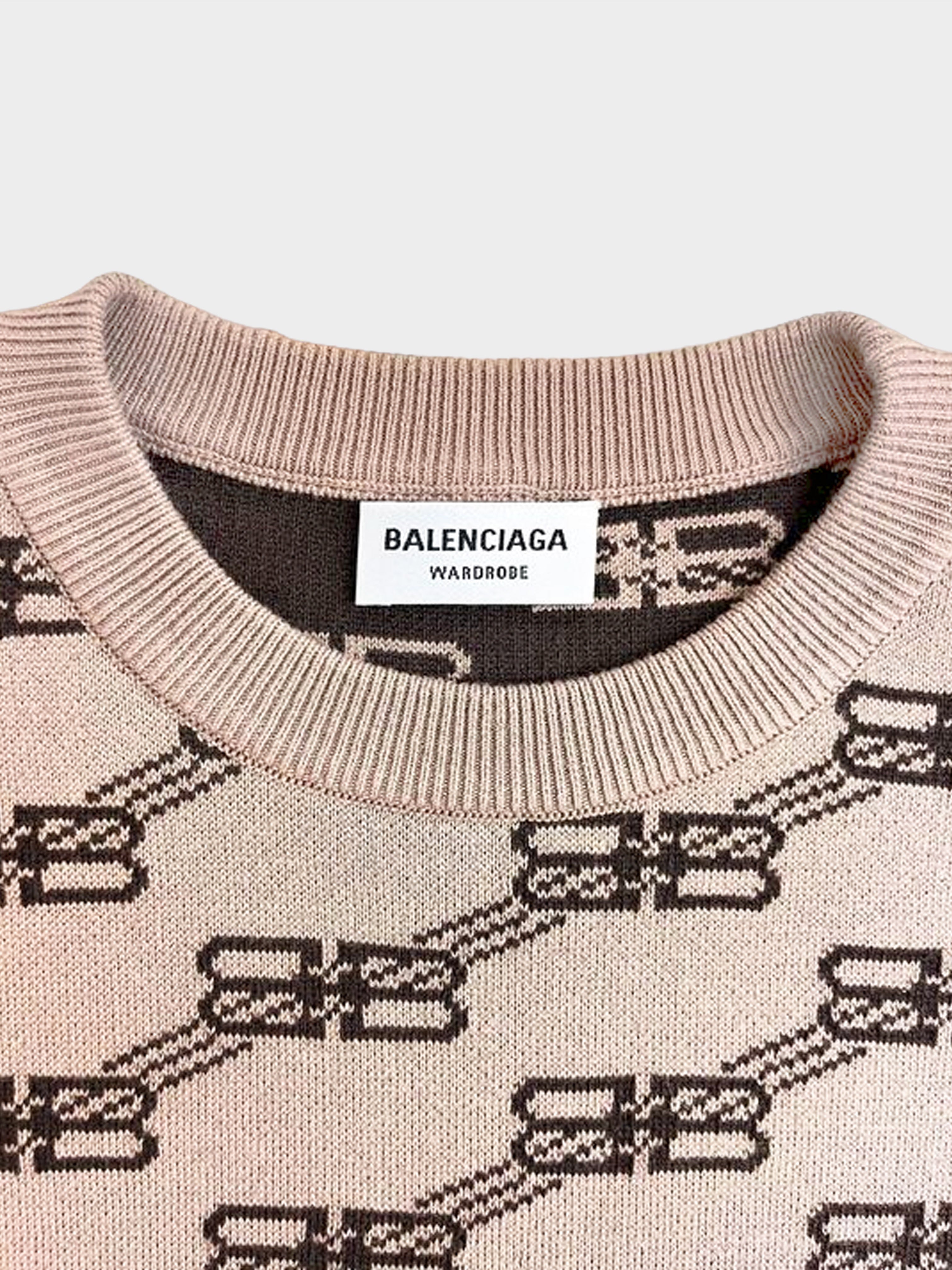 Balenciaga 2020s Beige BB Monogram Cropped Sweater