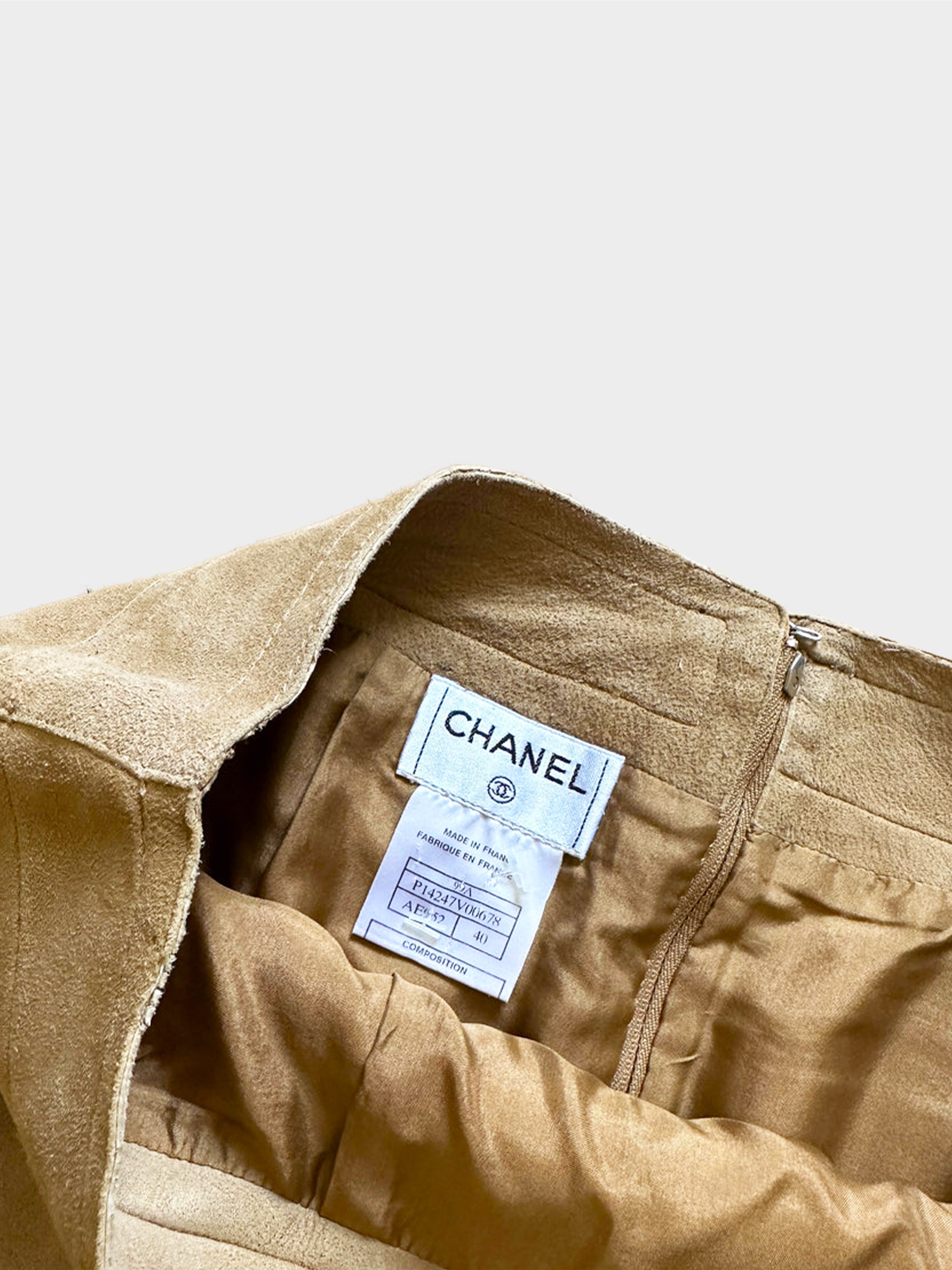 Chanel FW 1999 Beige Suede Mini Skirt