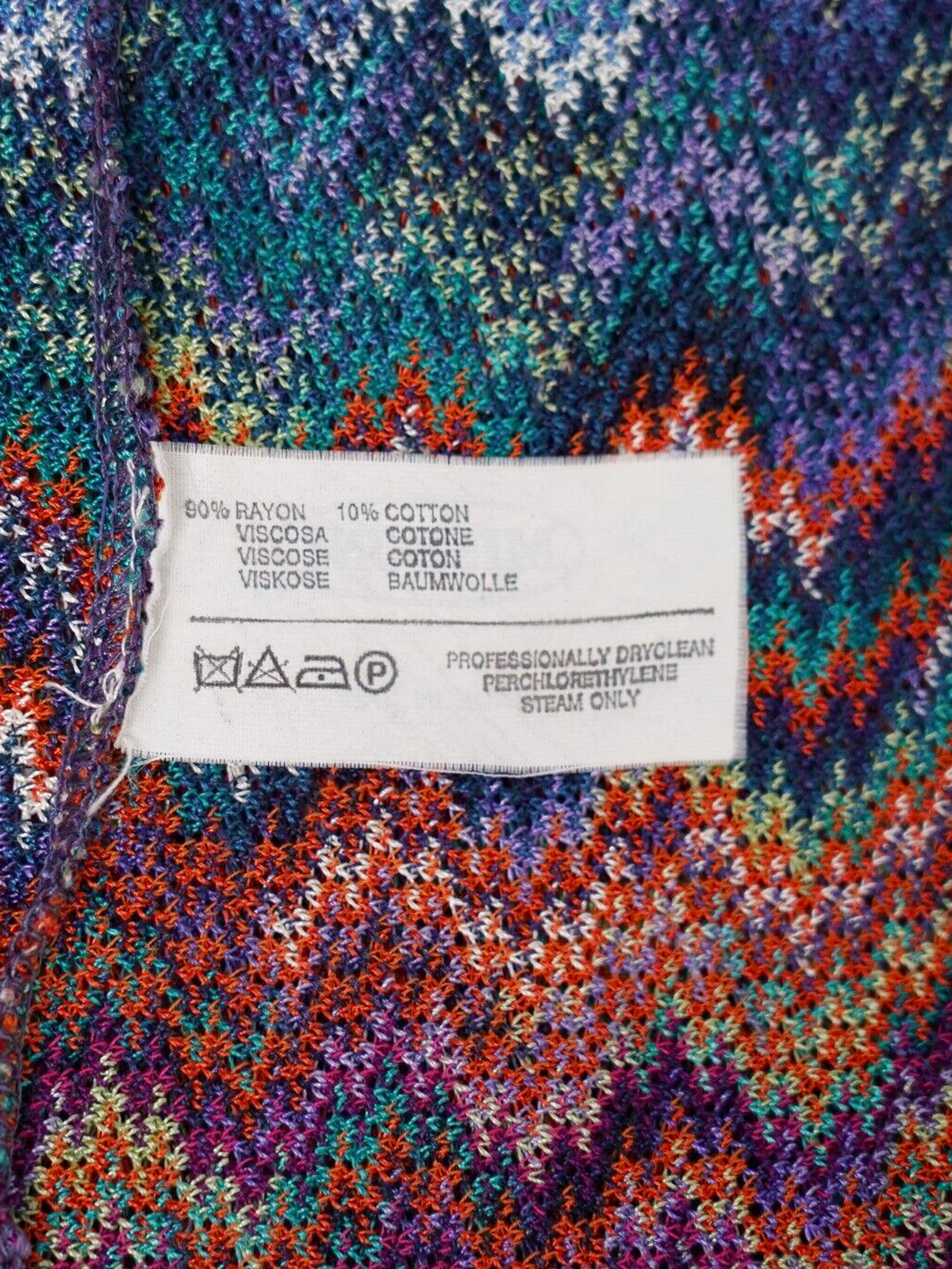 Missoni 2000s Multicolor Zig Zag Pattern Knit Dress