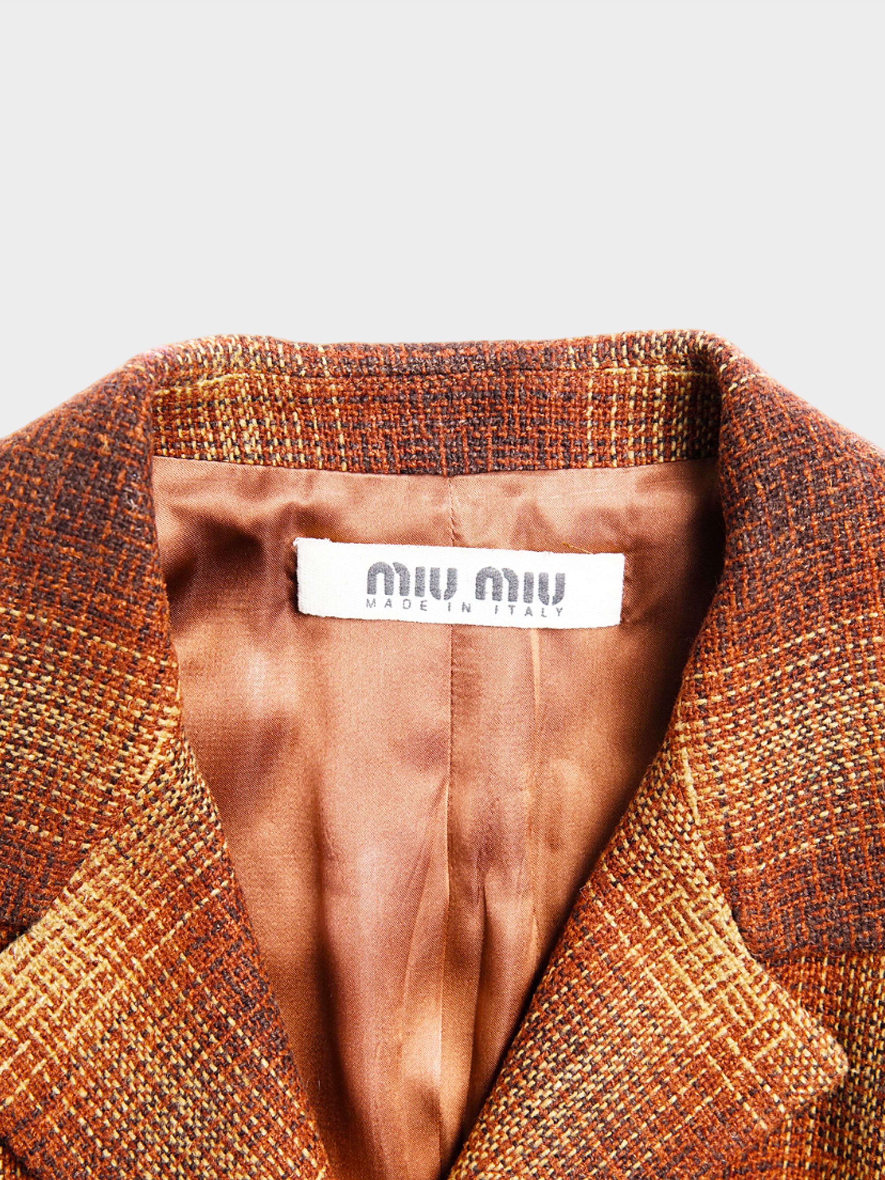 Miu Miu FW 1995 Brown Wool Plaid Jacket