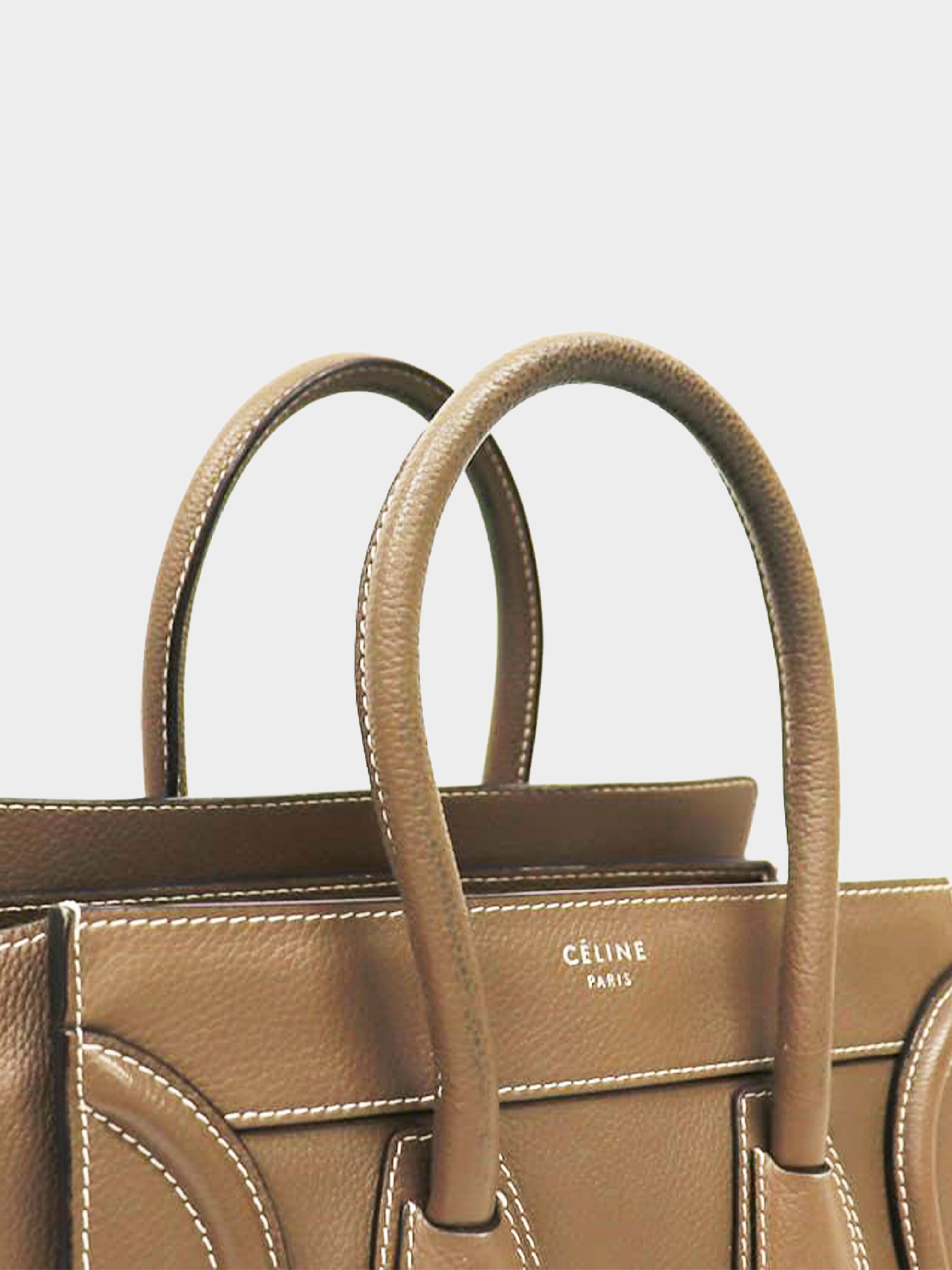 Céline 2015 Drummed Calfskin Nano Luggage Handbag