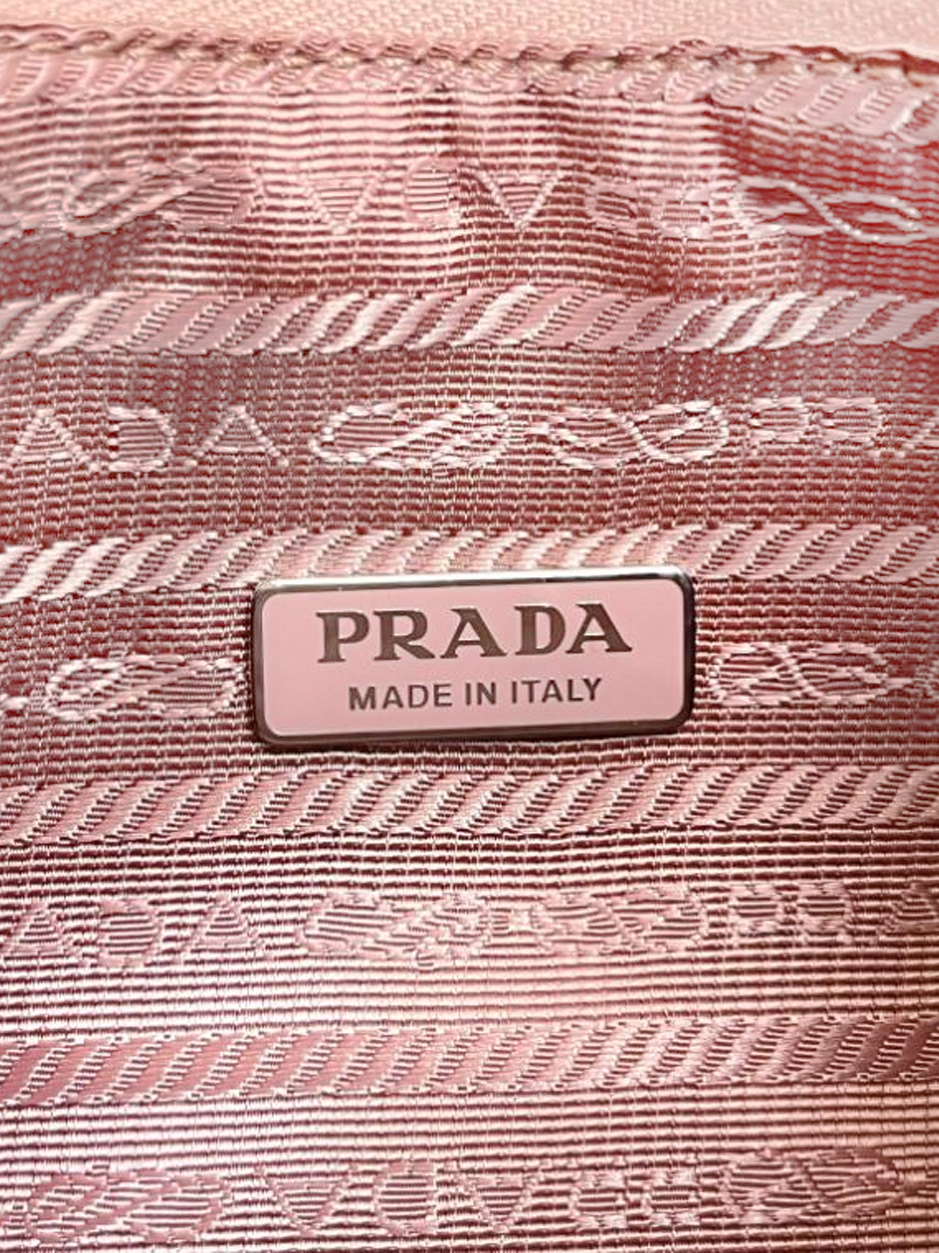 Prada 2020s Light Pink Shearling Mini Re-Edition 2000 Bag