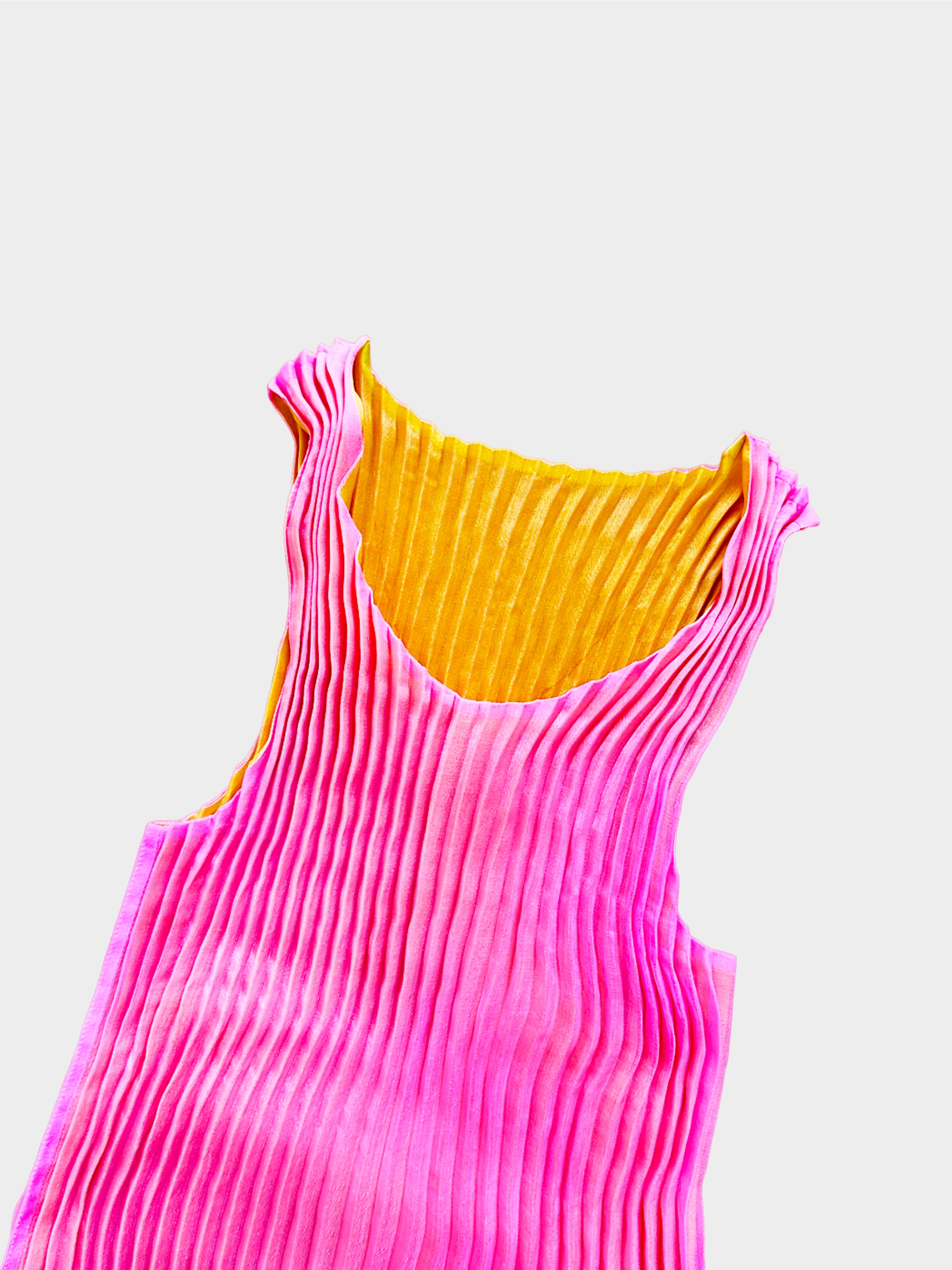 Issey Miyake 2000s Pleats Please Fluorescent Double Layer Top