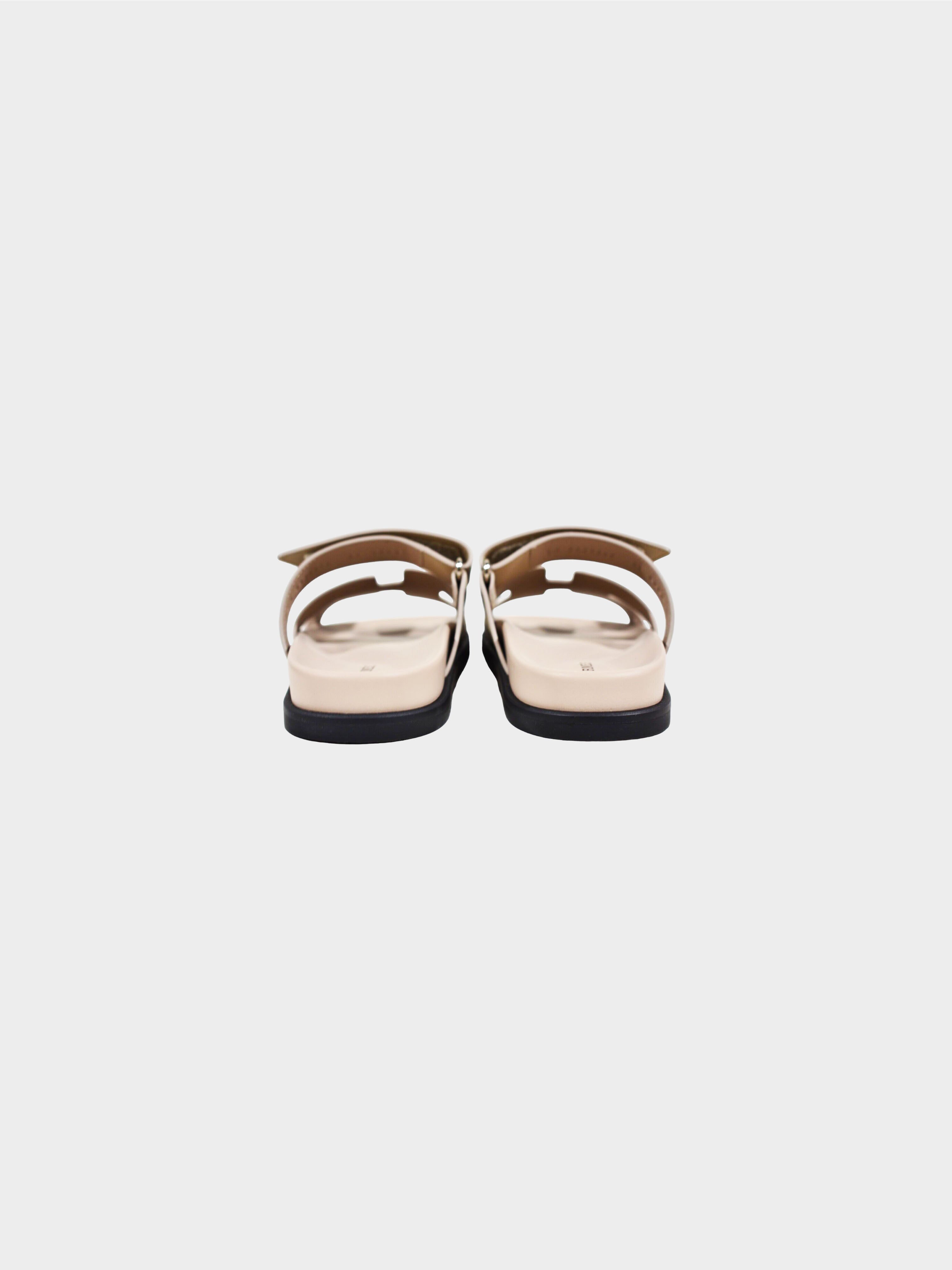 Hermès 2010s Beige Mastic Chypre Leather Sandals