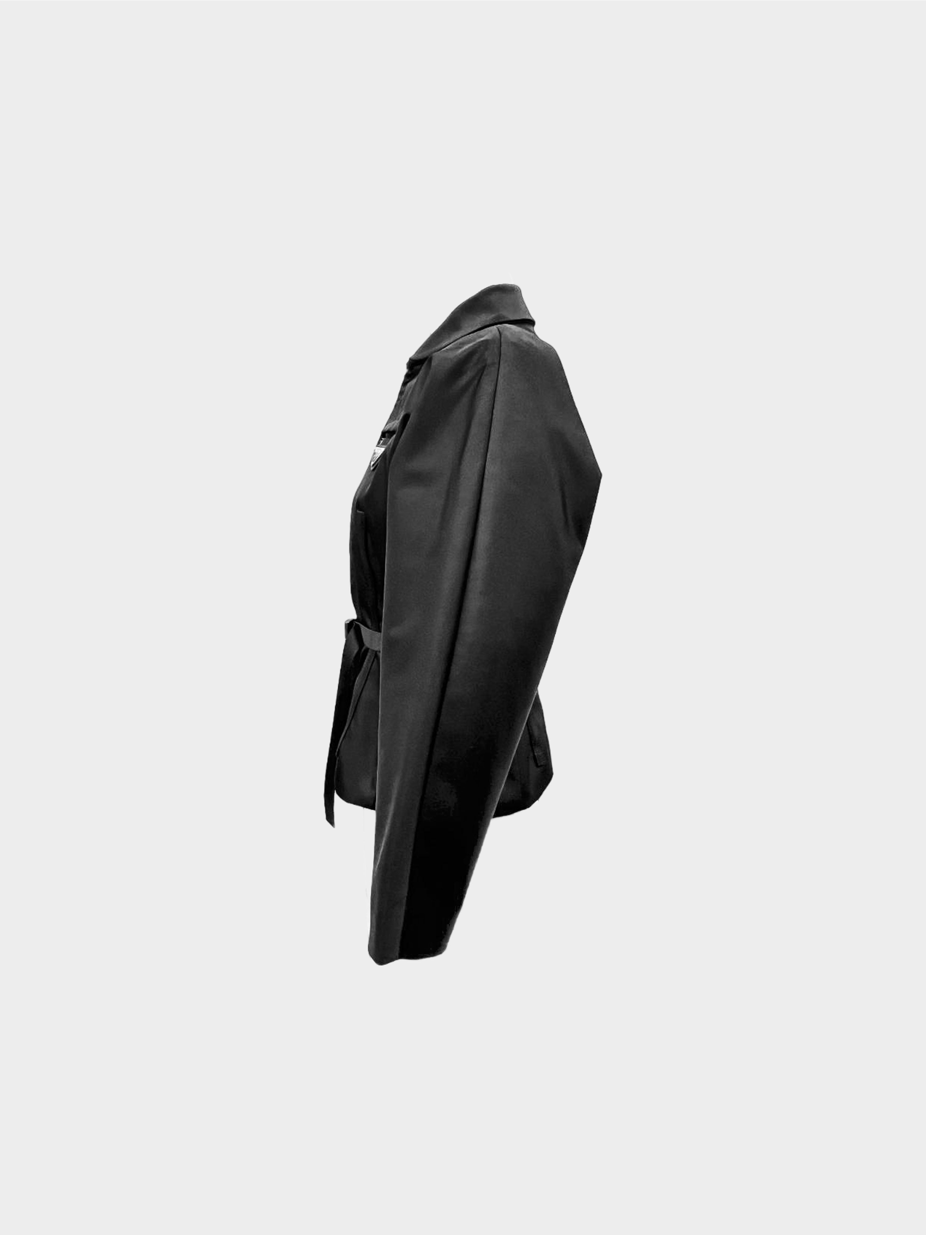 Prada 2020s Black Re-Nylon Jacket With Belt