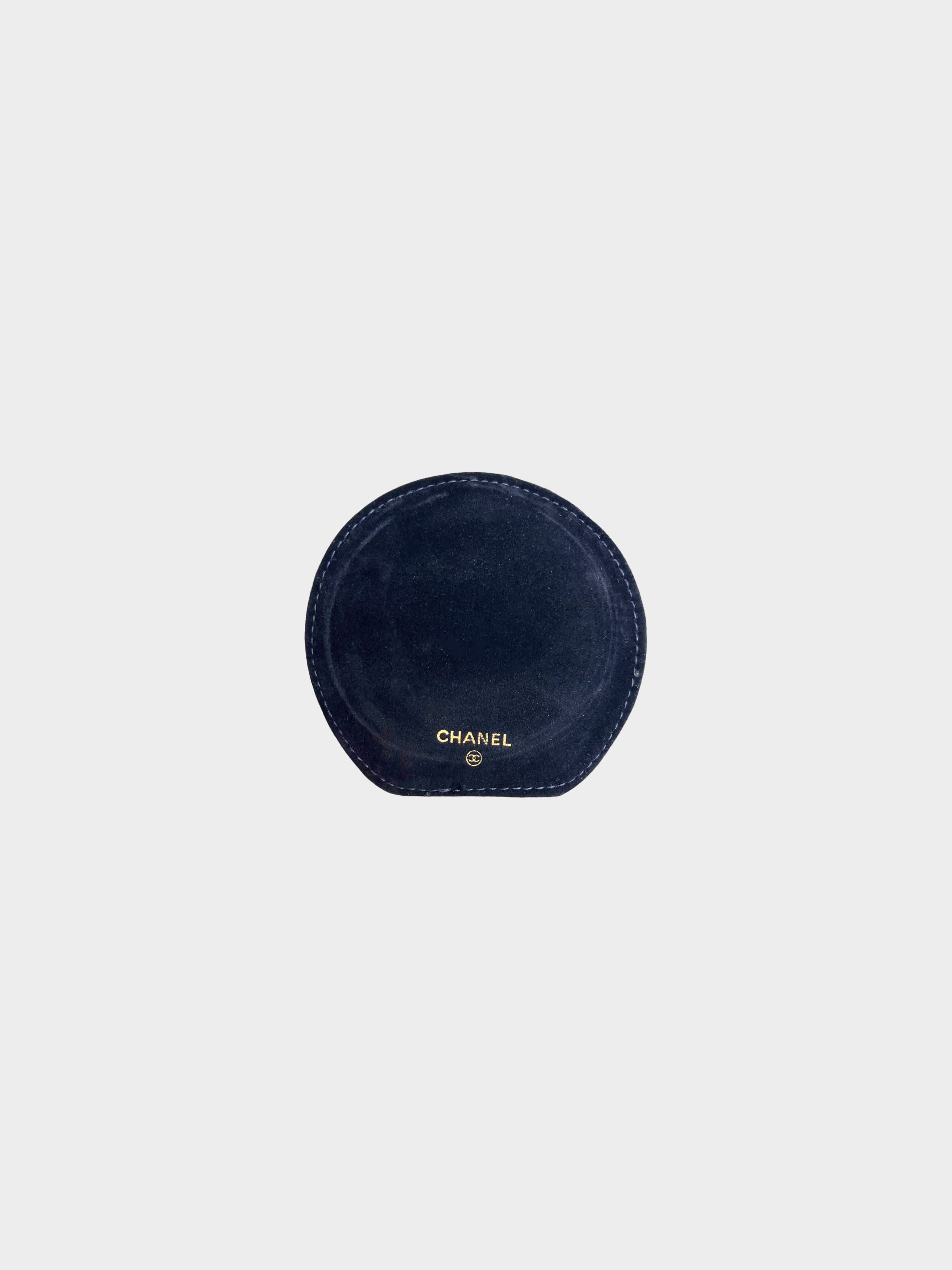 Chanel 1990s Blue Caviar Round Vanity Bag