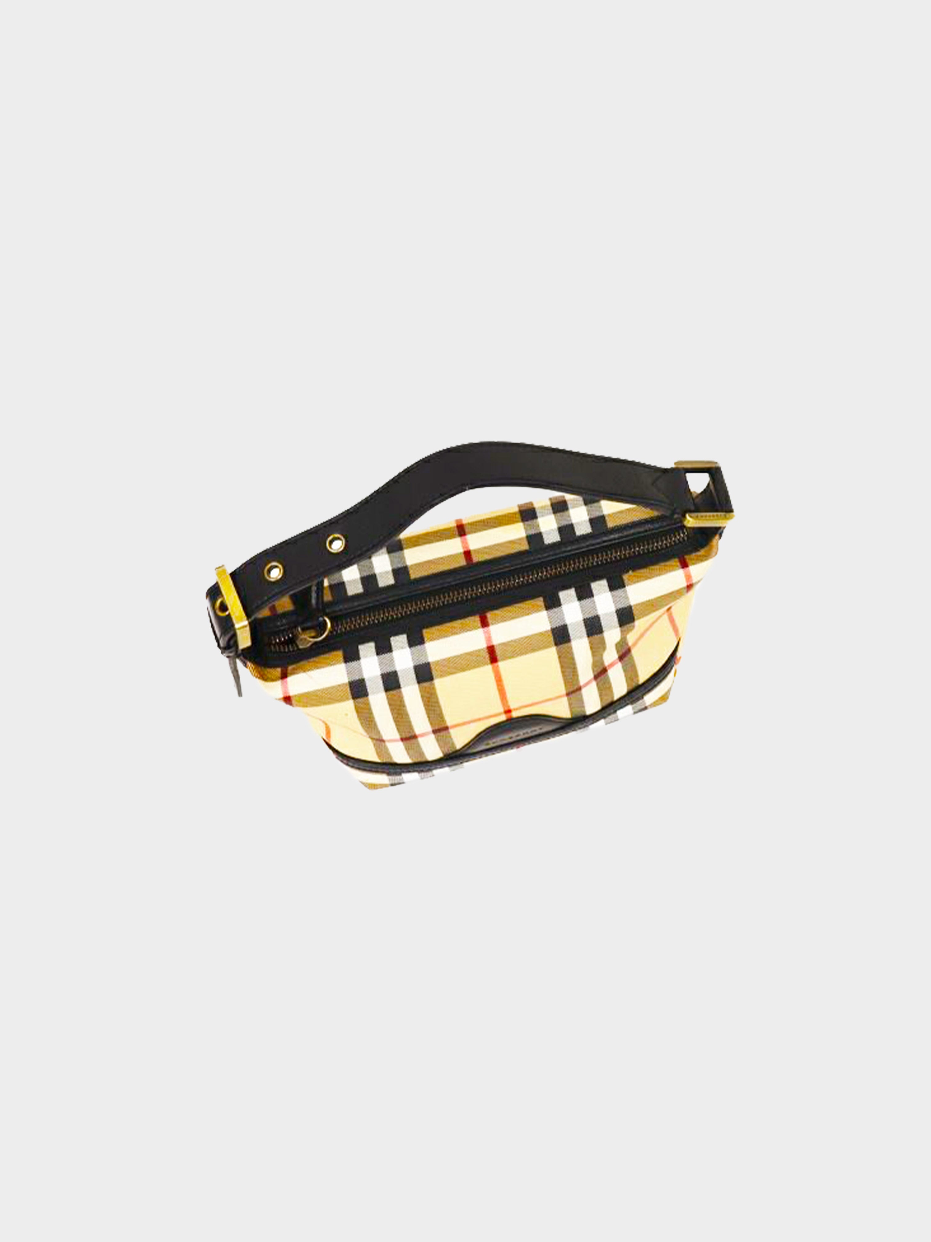 BURBERRY Nova Check Leather Pochette Bag Yellow