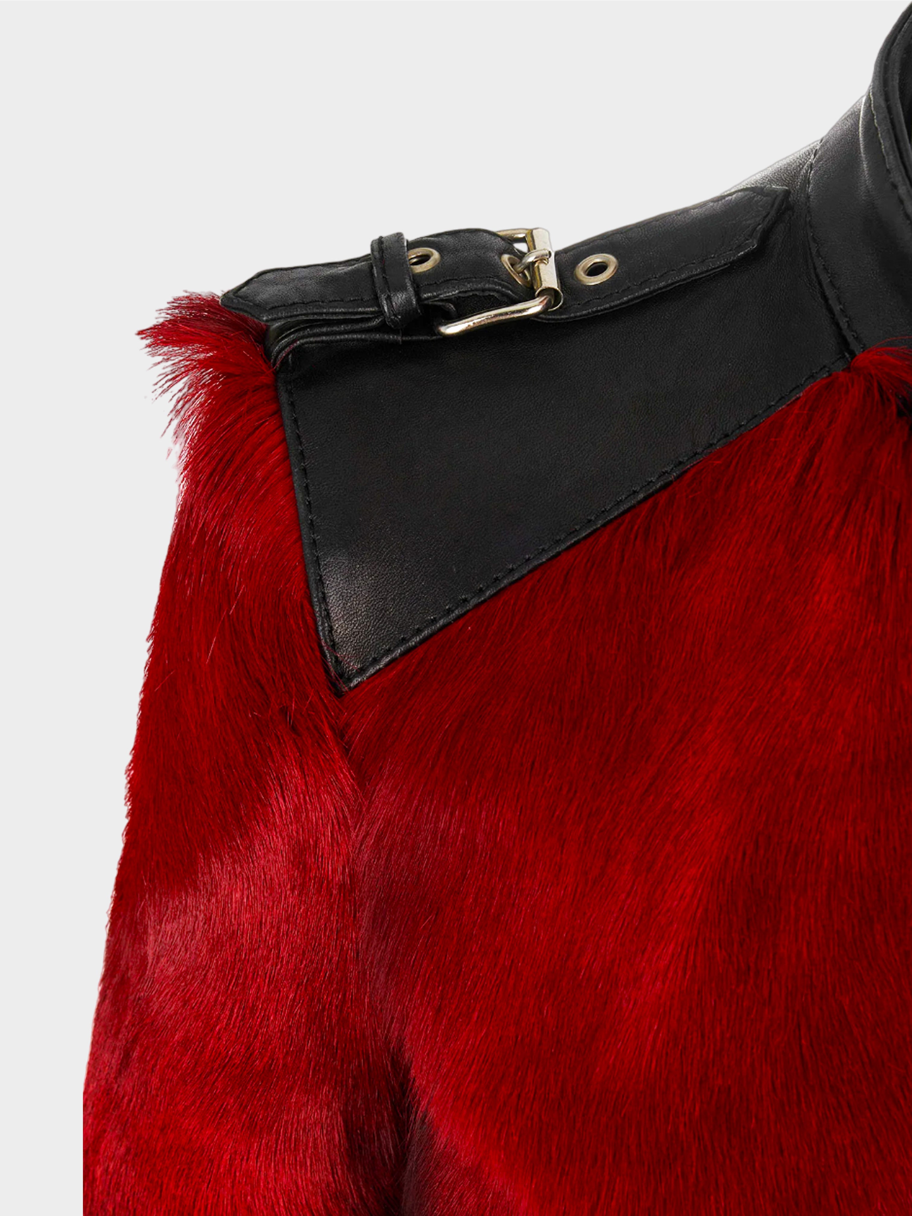 Dolce and Gabbana Fall 2001 Menswear Red Fur Leather Jacket