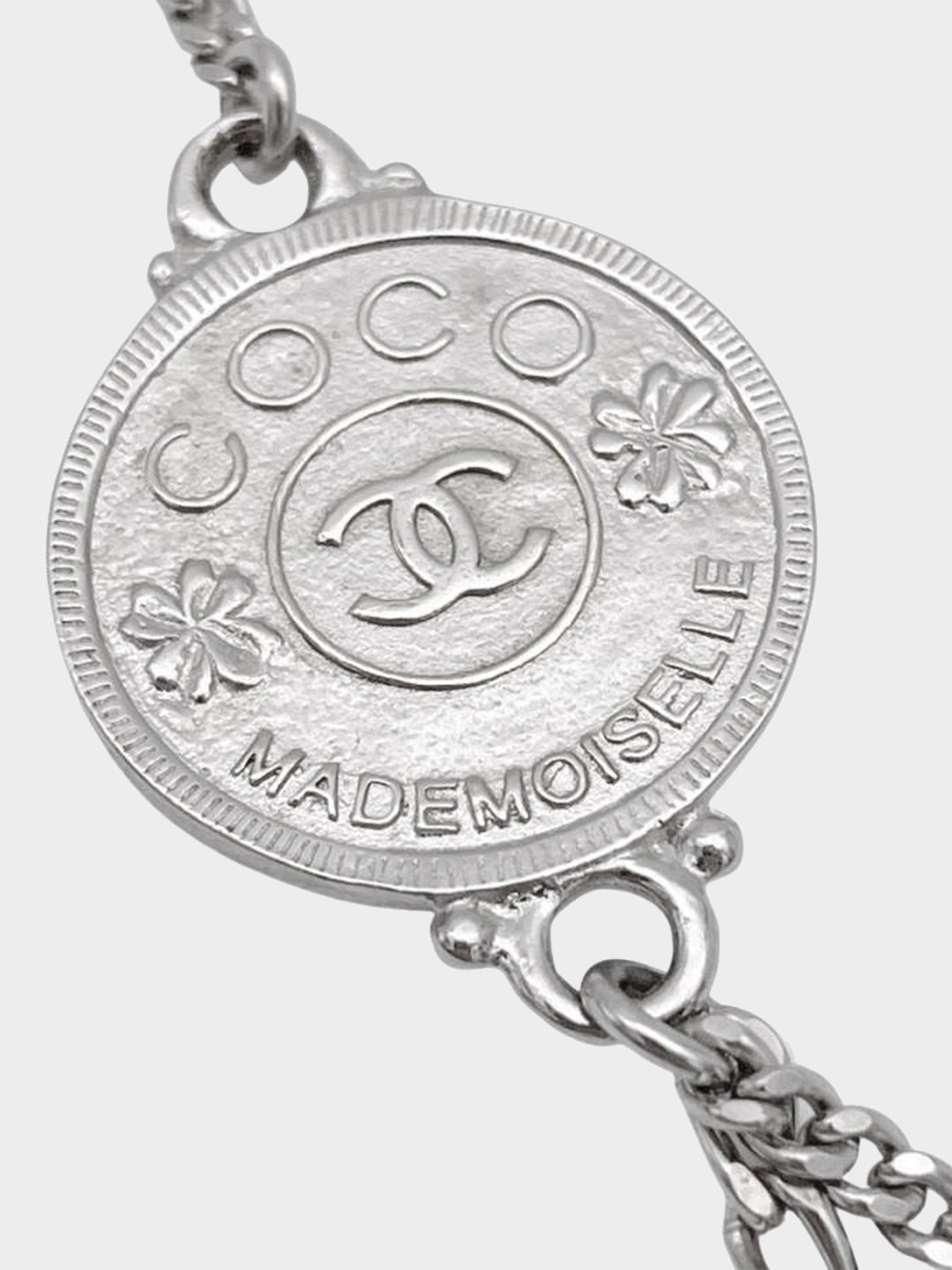 Chanel Spring 2006 Silver CC and Coin Double Strand Necklace · INTO