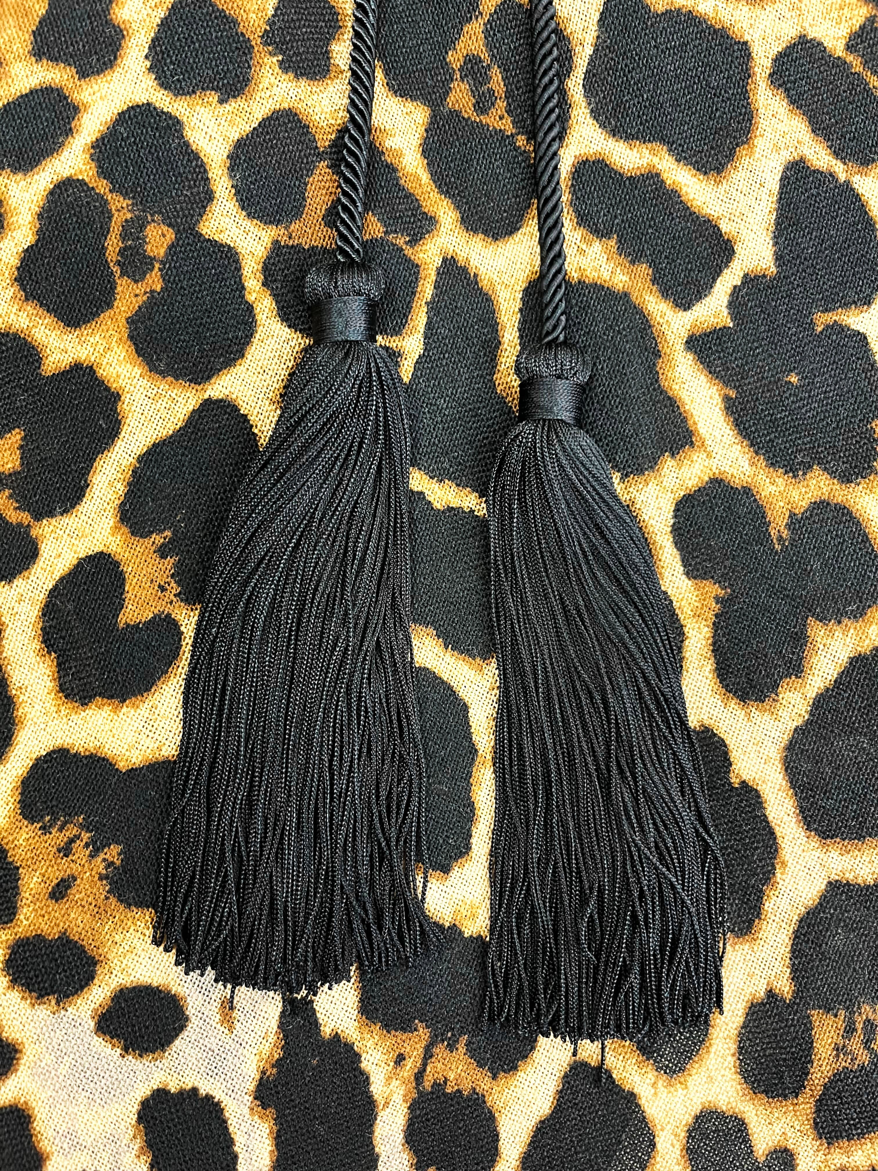 Saint Laurent 2020 Leopard Print Fringed Poncho with Tassels