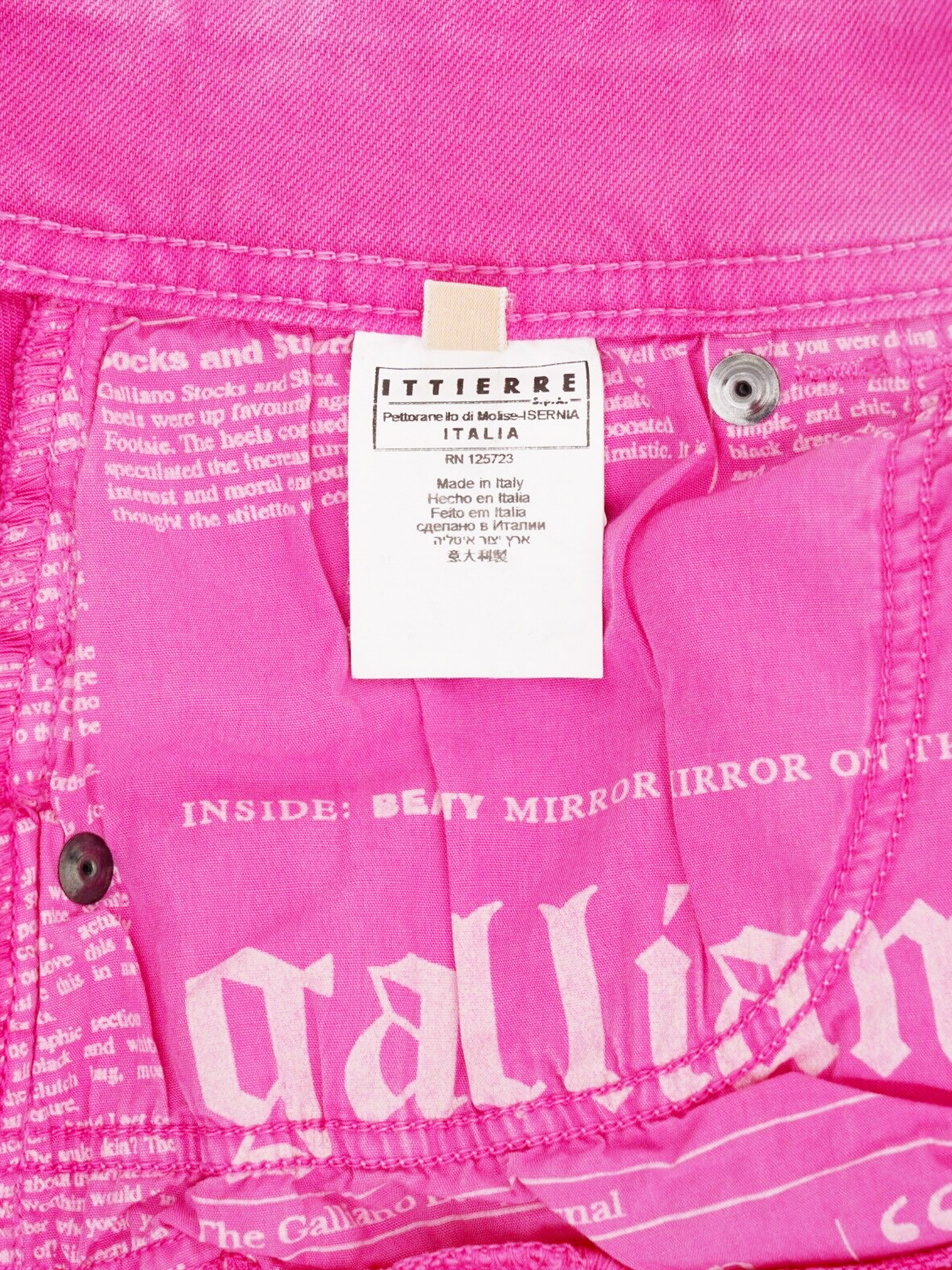 John Galliano 2000s Washed Pink Denim Mini Skirt