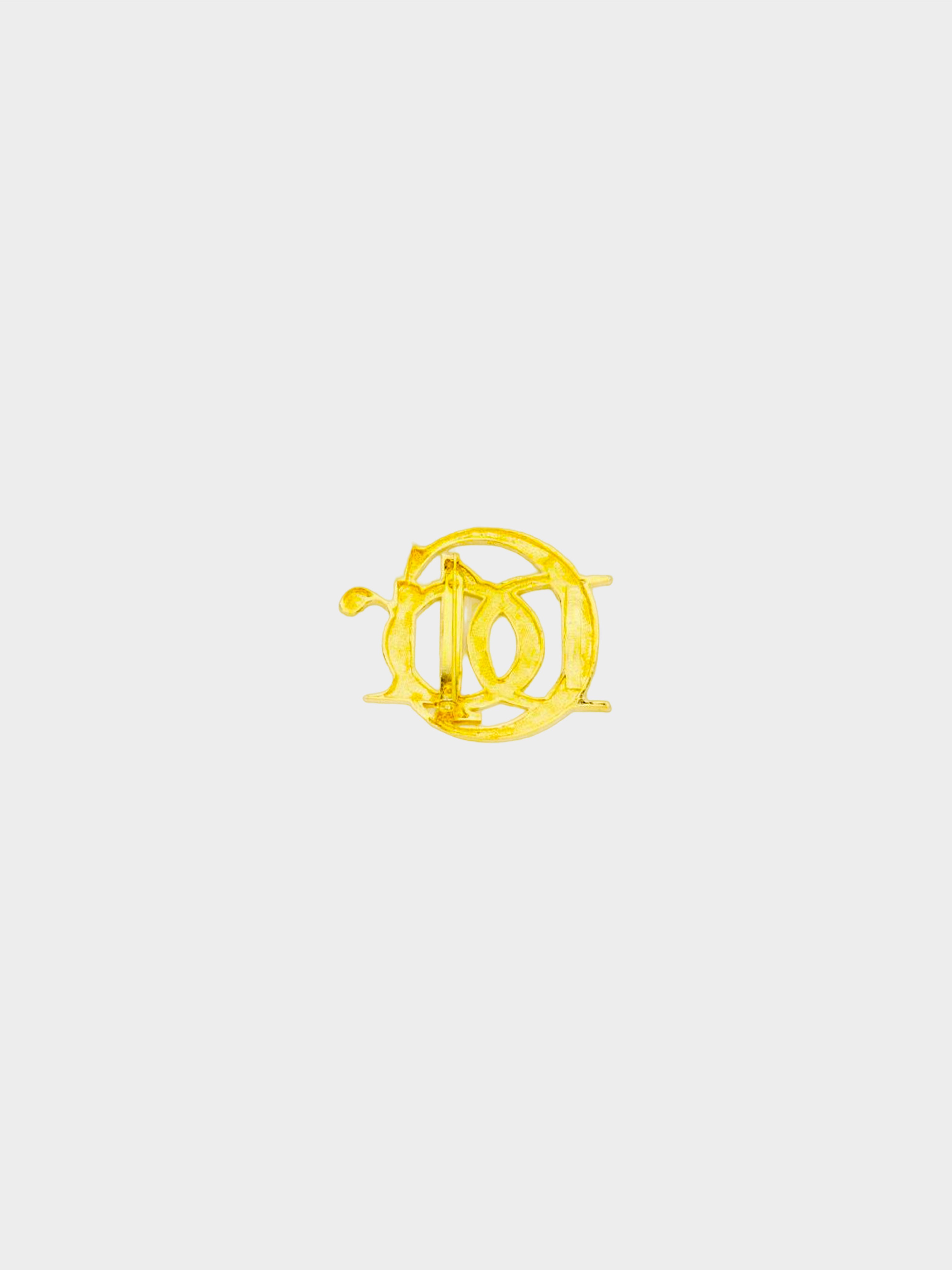 Christian Dior 1980s Gold Vintage Interlocking Logo Brooch