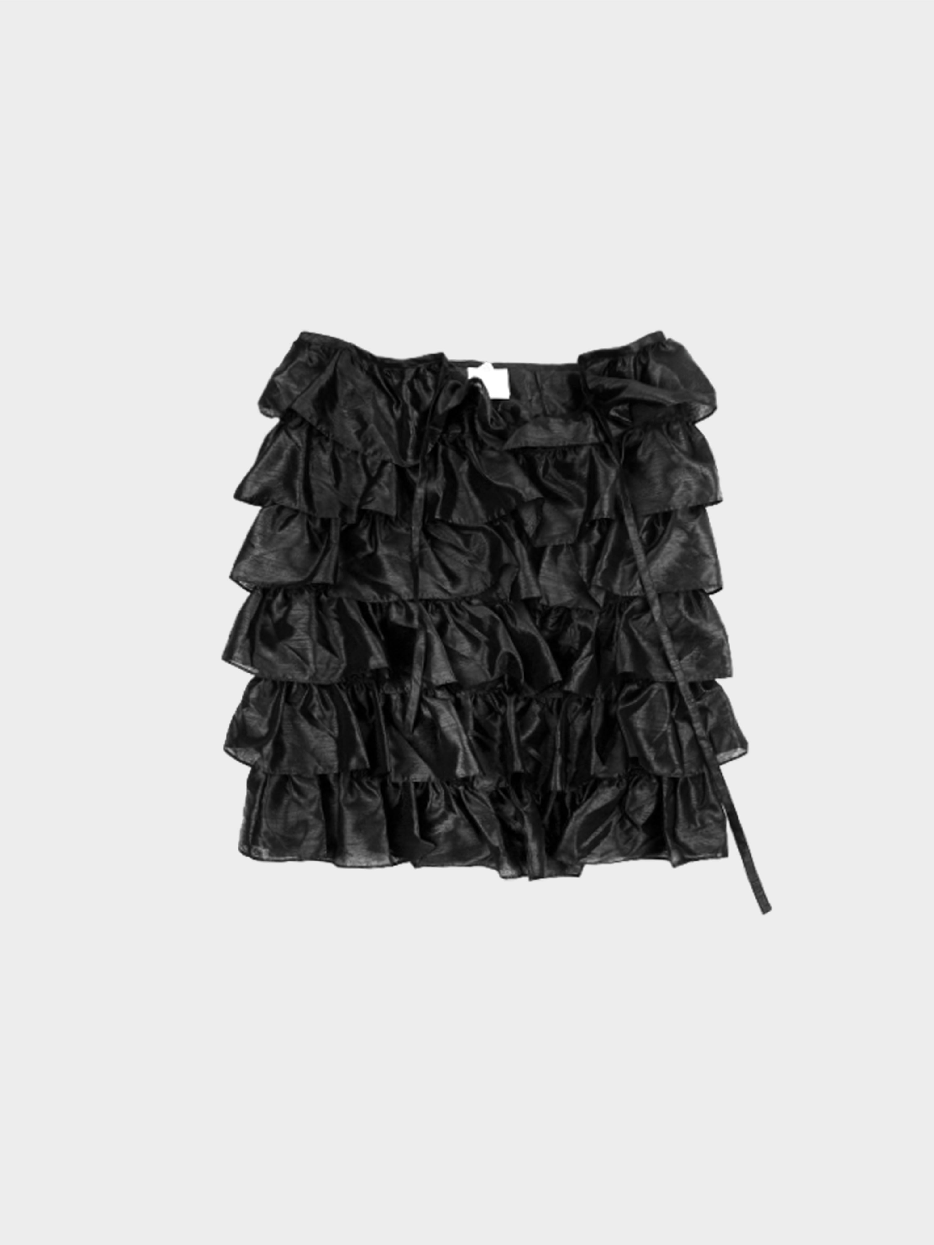 Comme des Garçons FW 2001 Robed Chambre Black Half Wrap Ruffled Skirt