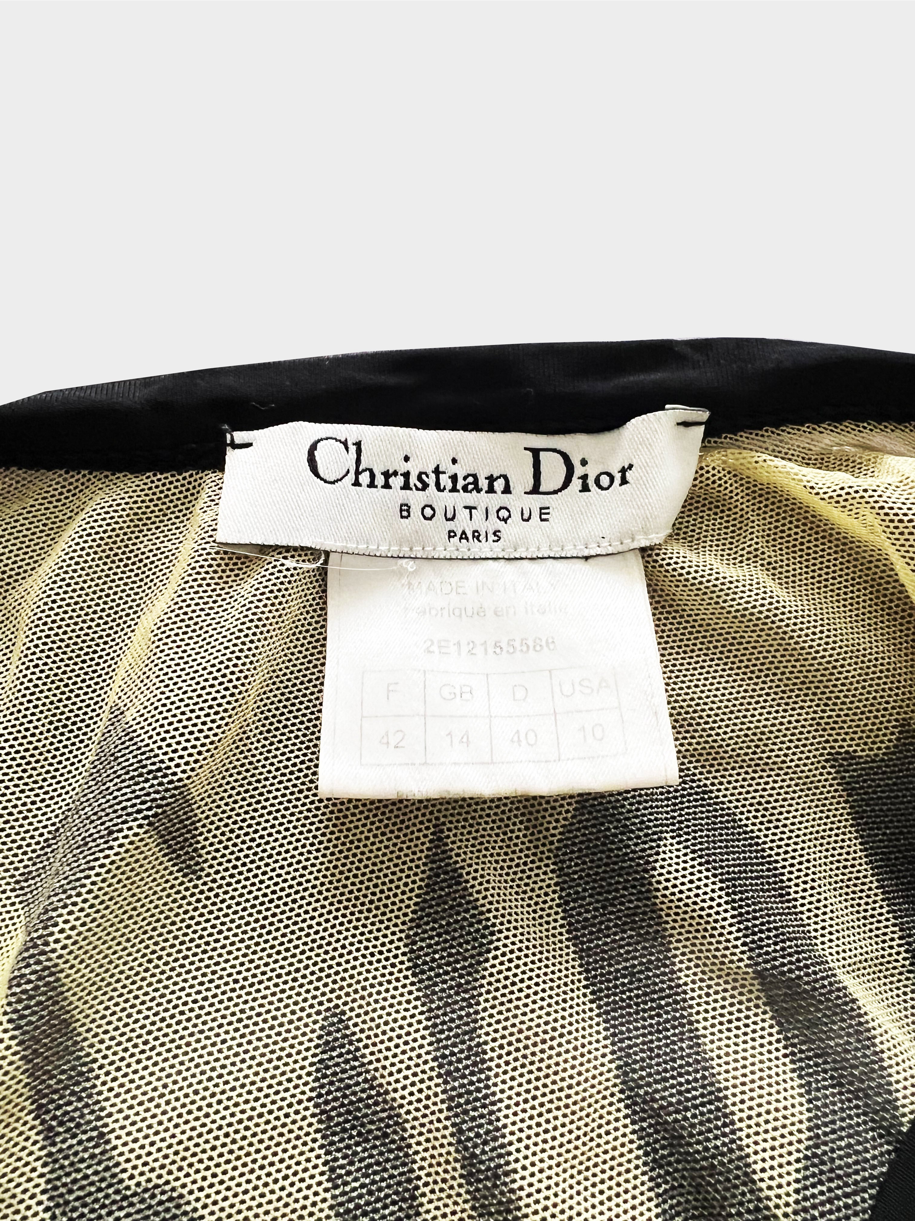 Christian Dior Spring 2002 Beige Mesh Gothic Letter 1947 Tank