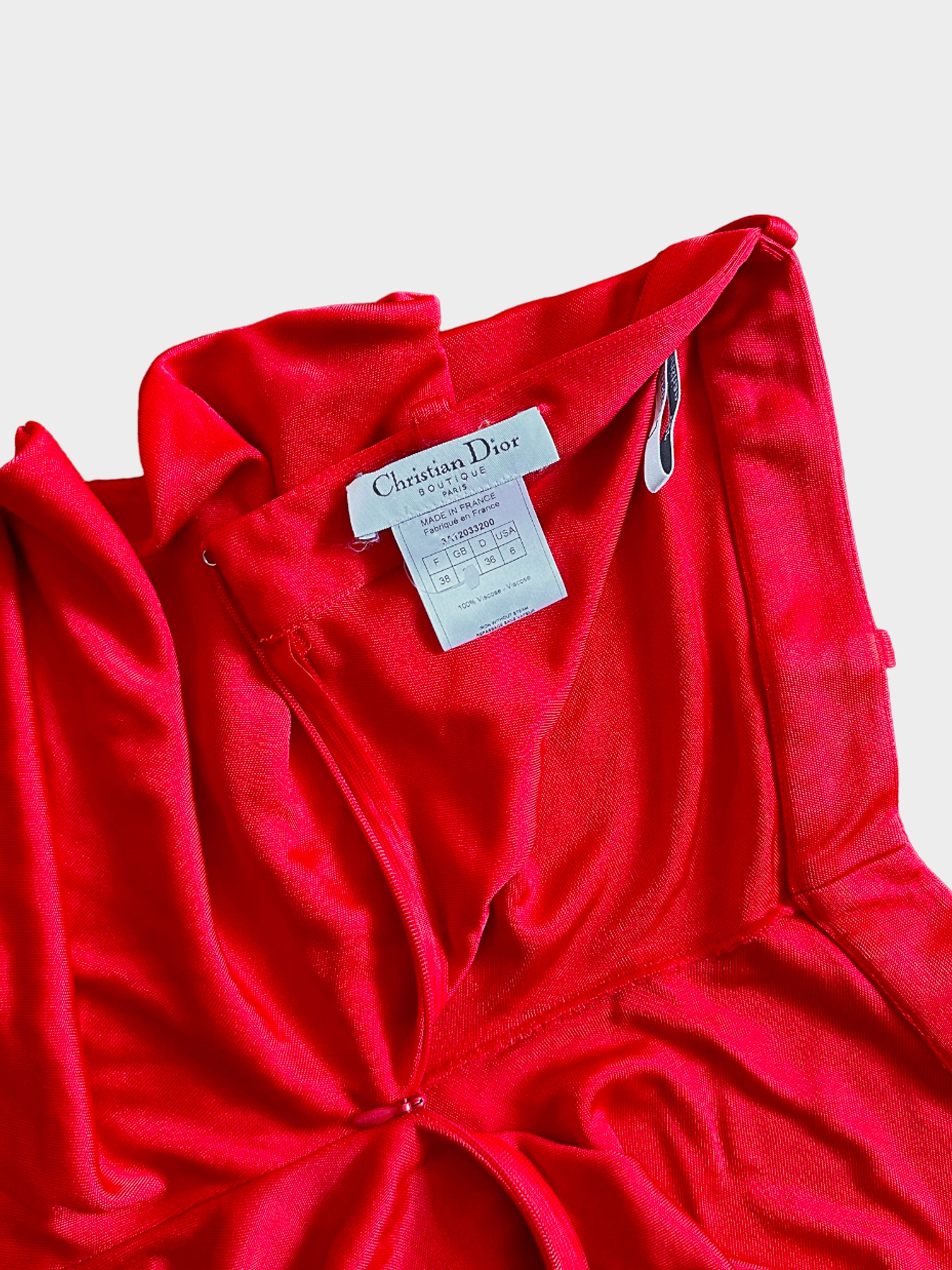 Christian Dior by John Galliano FW 2003 Red Viscose Ruffled Skirt