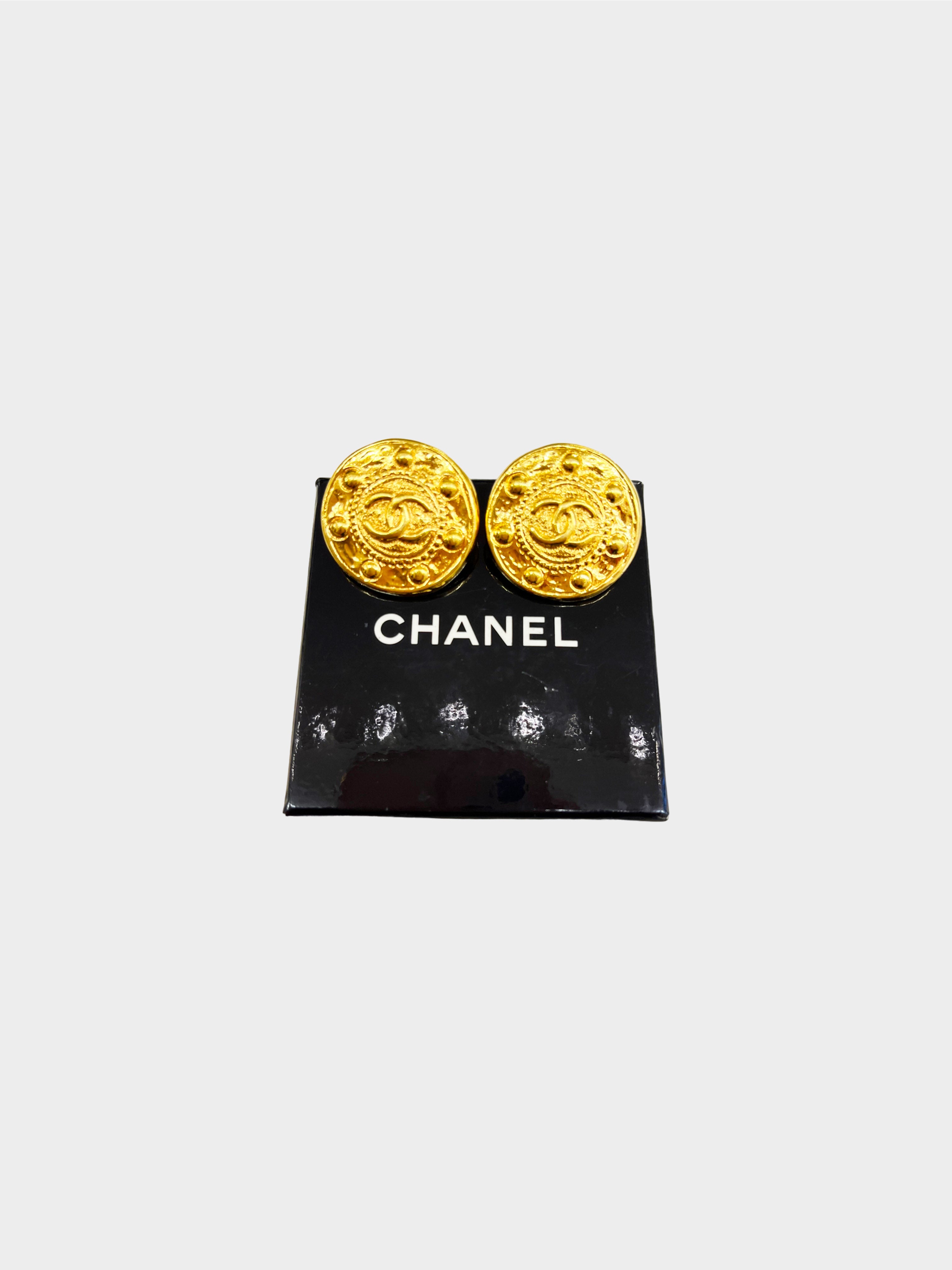 Chanel Spring 1995 Gold Medallion CC Earrings