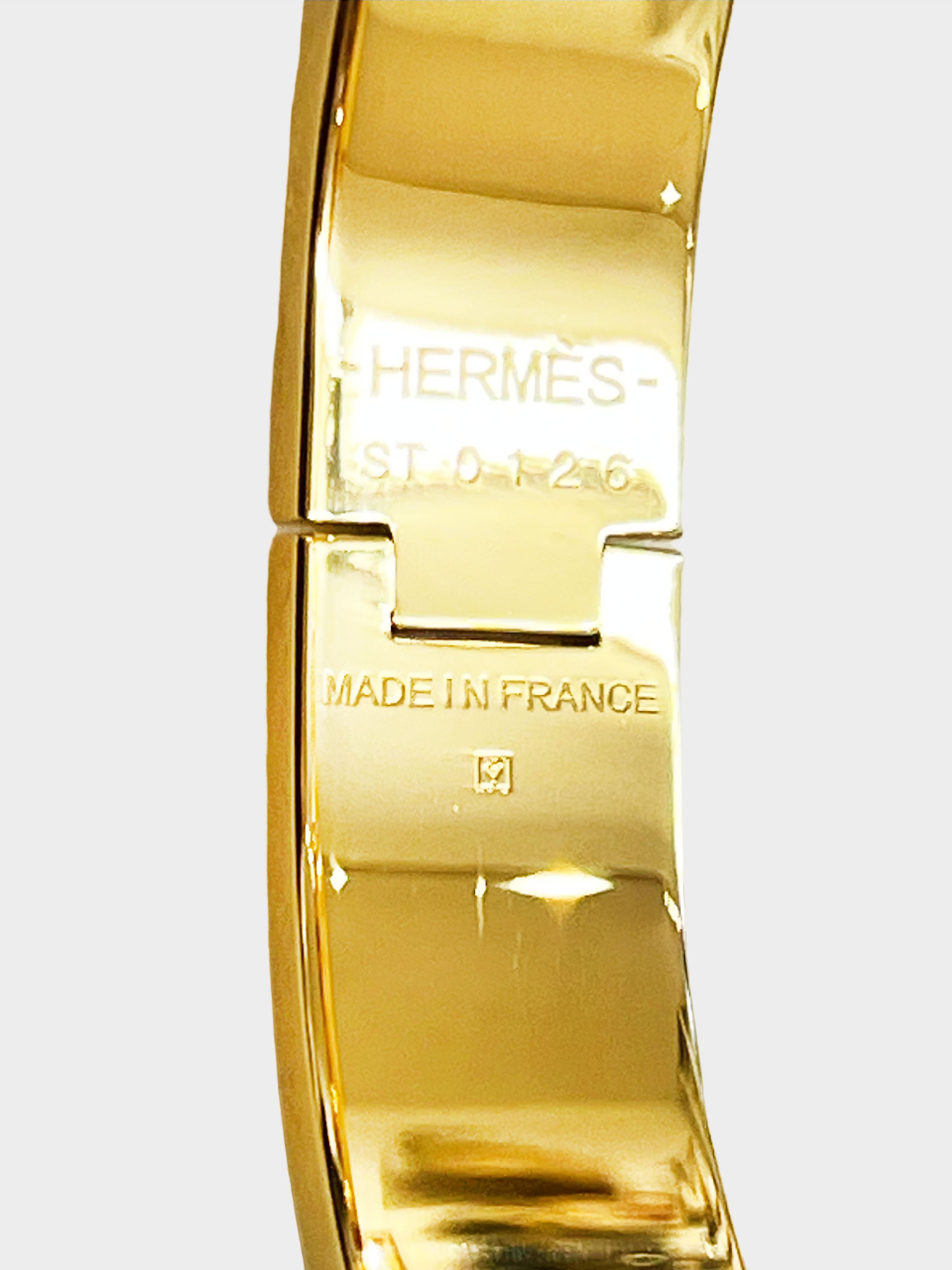 Hermès 2010s Gold and Black Narrow Clic Clac Bracelet