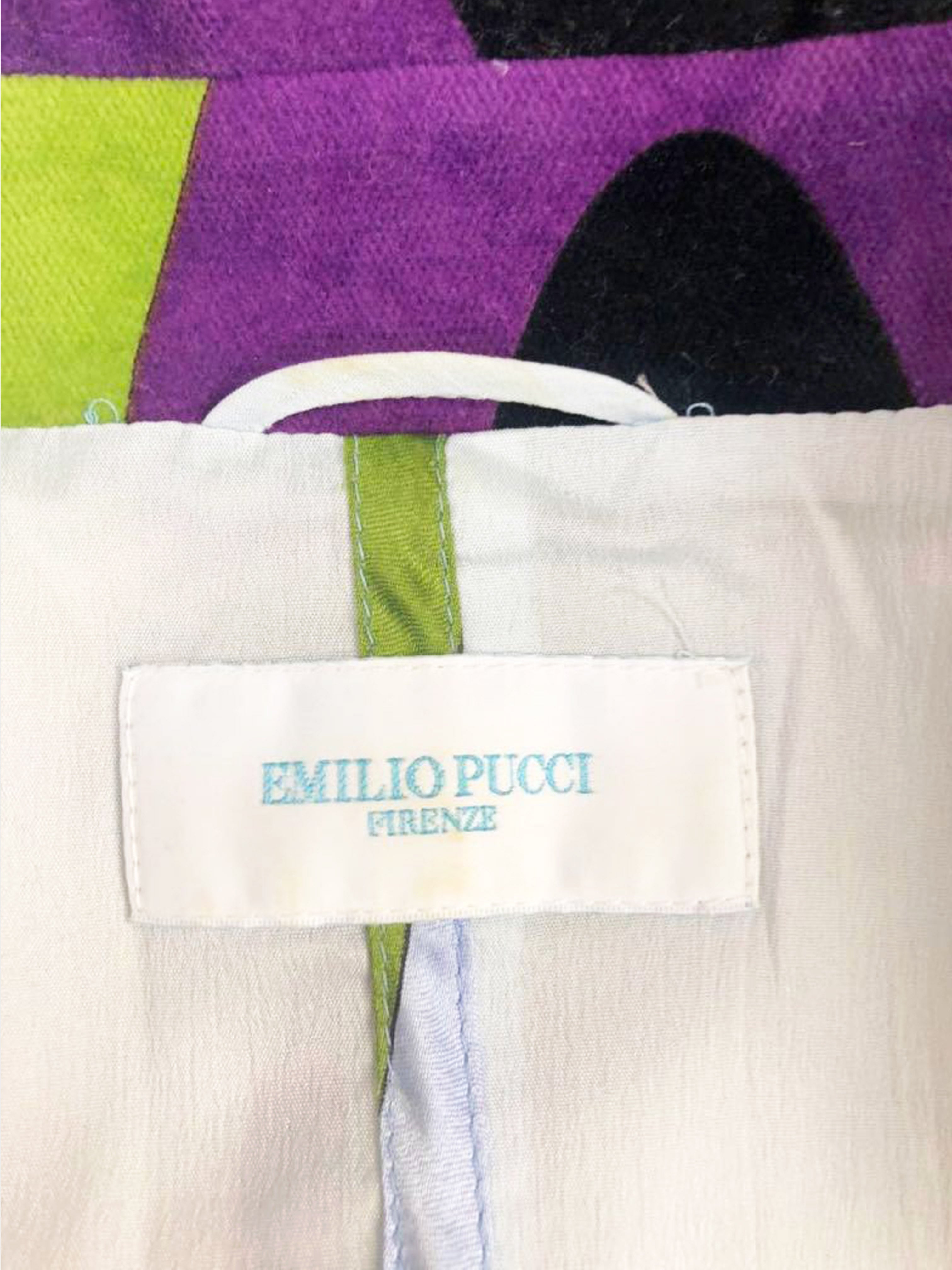 Emilio Pucci 2000s Multicolor Psychedelic Wavy Print Velvet Jacket