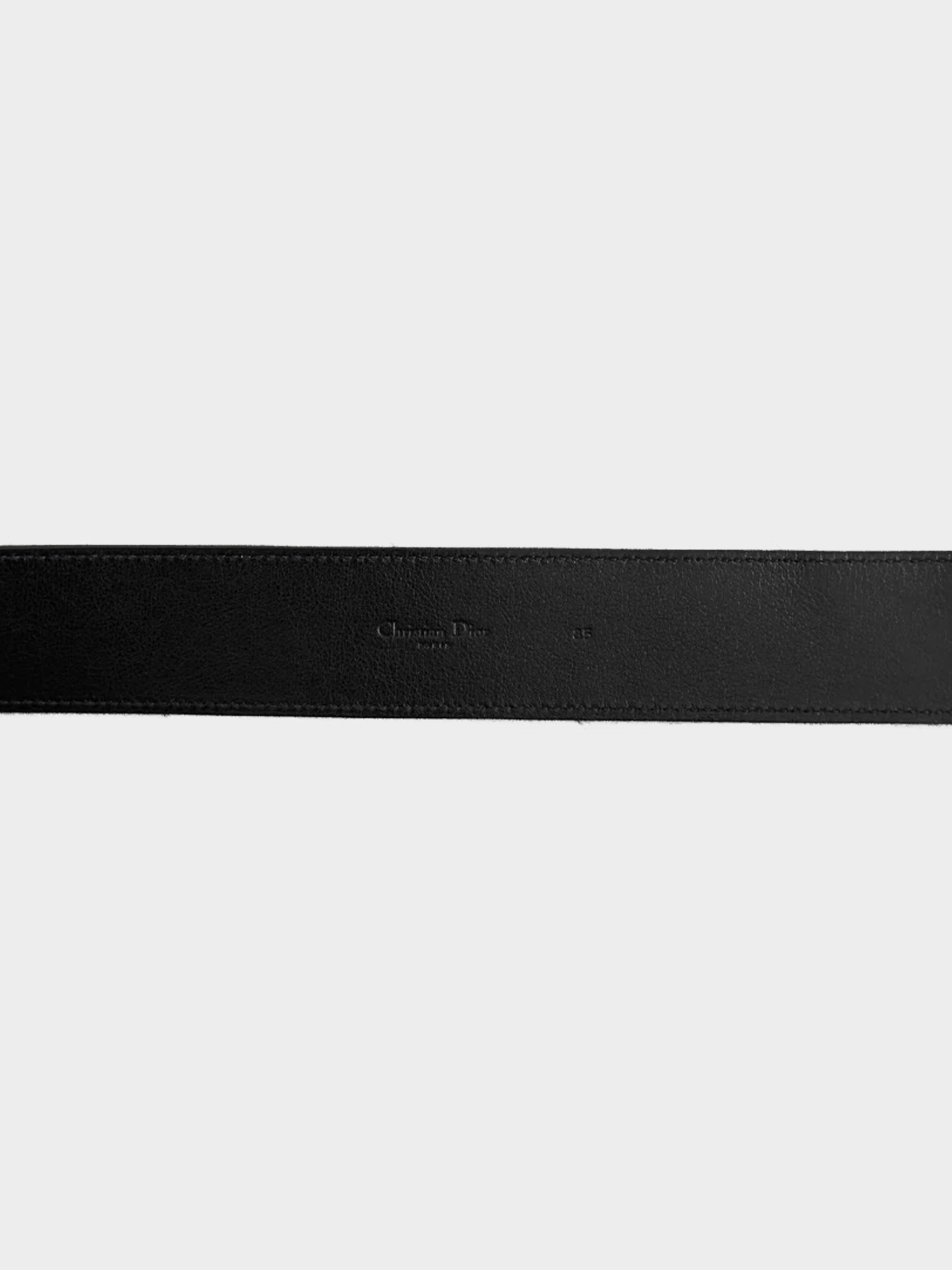 Christian Dior SS 2005 Peace Logo Buckle Leather Belt