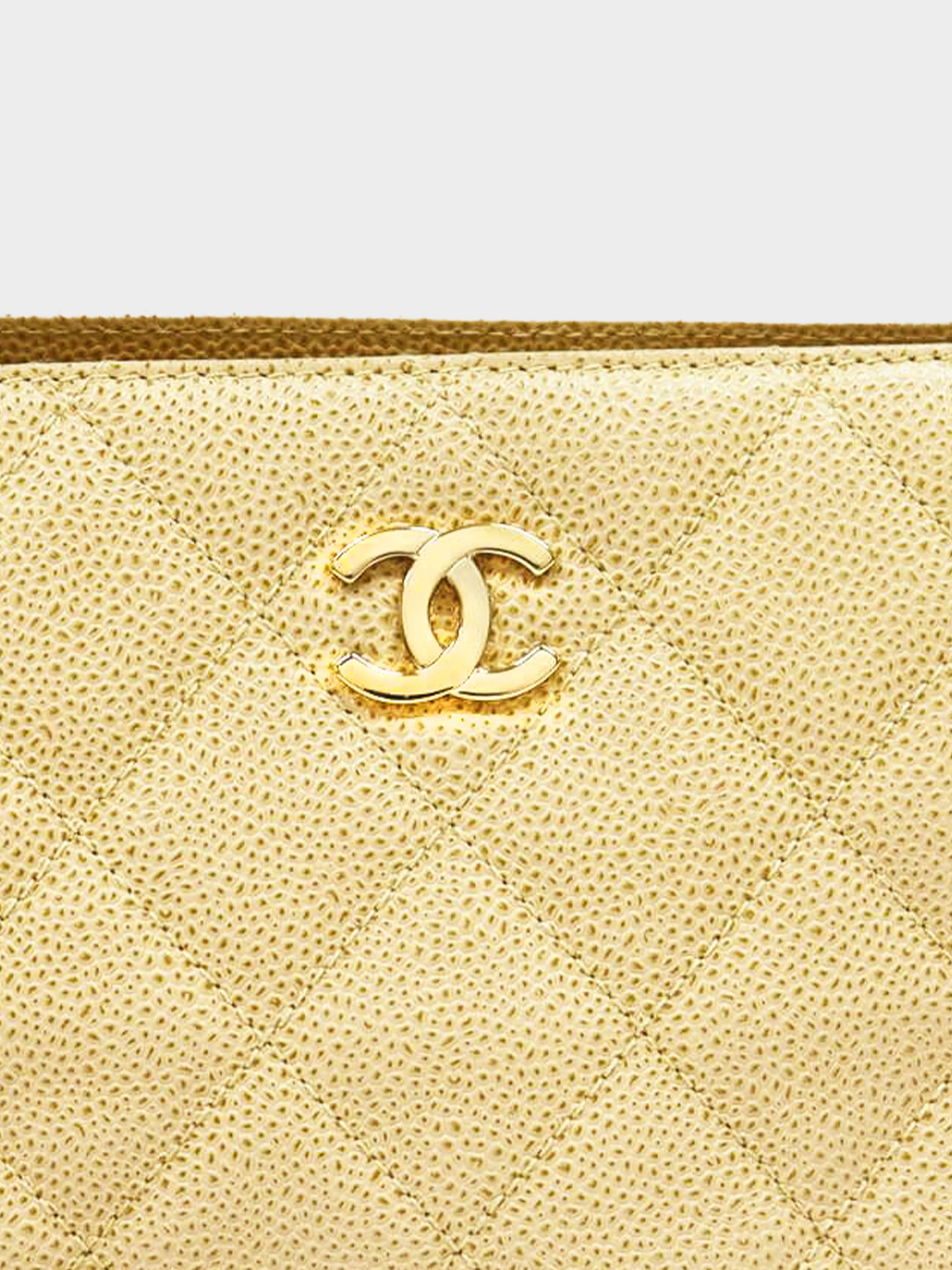 Chanel 2001-2002 Beige Caviar Leather Tote Bag · INTO