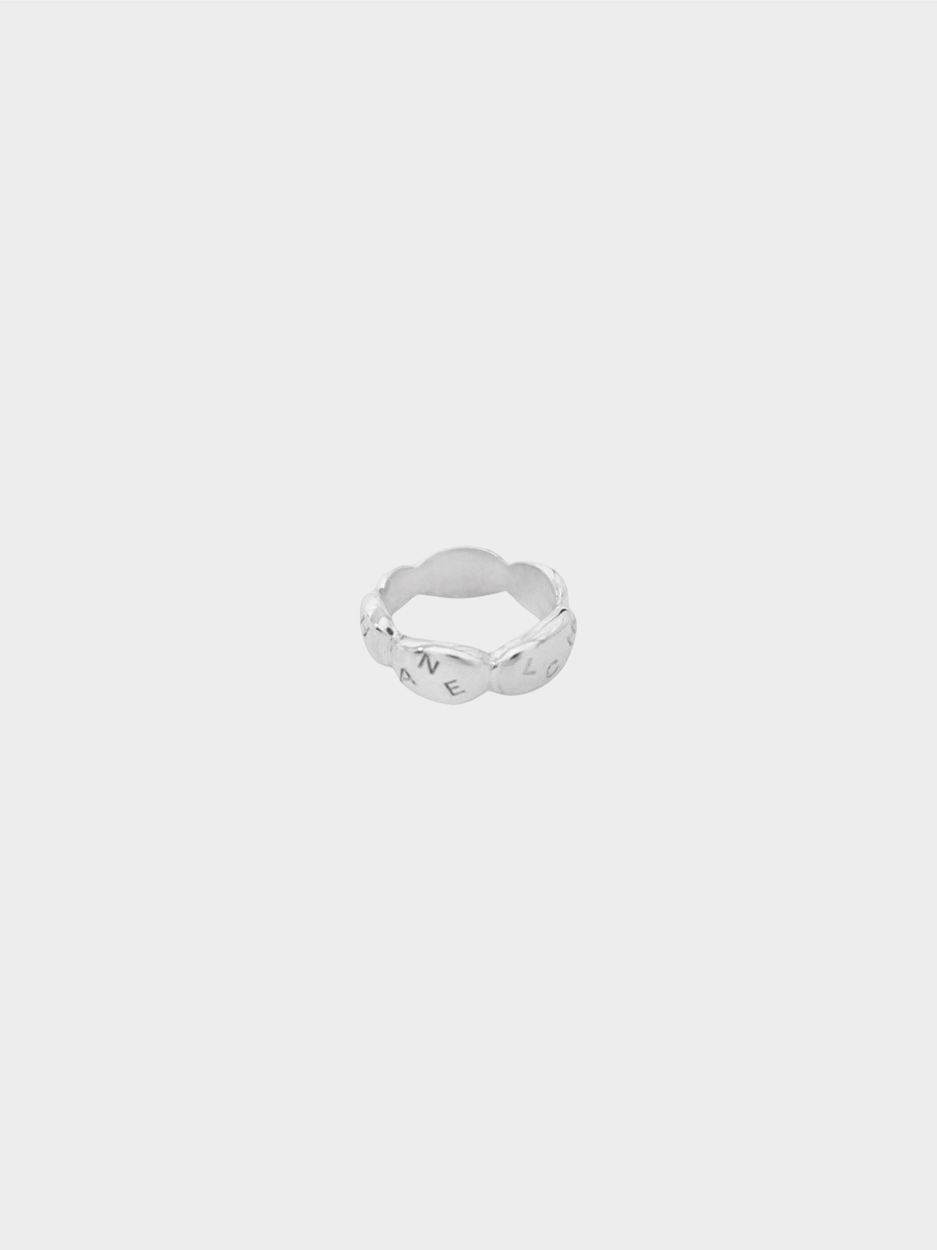 Chanel 1990s Silver Camellia Radis Logo Ring