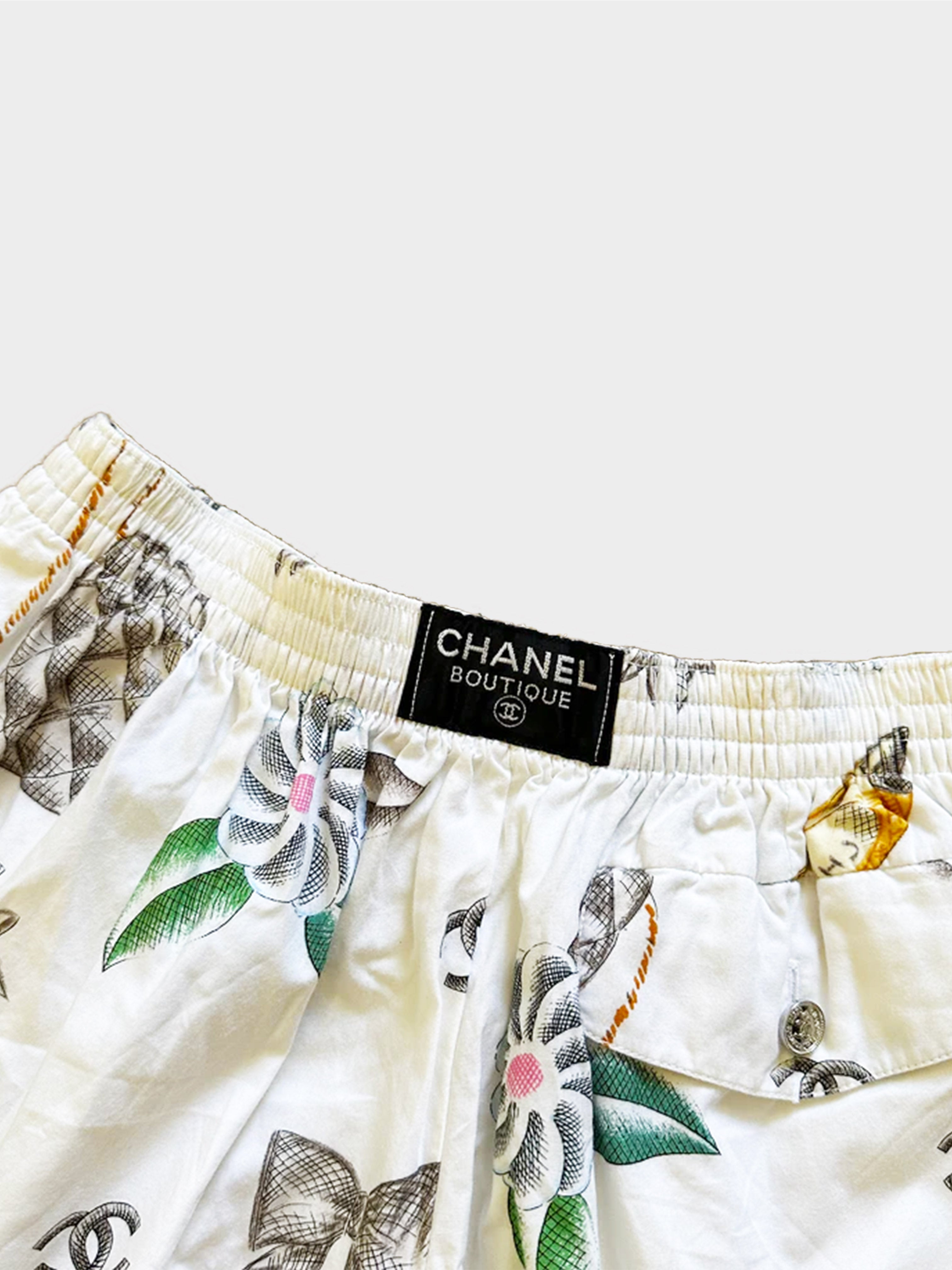 Chanel SS 1996 Icons Print Silk Shorts