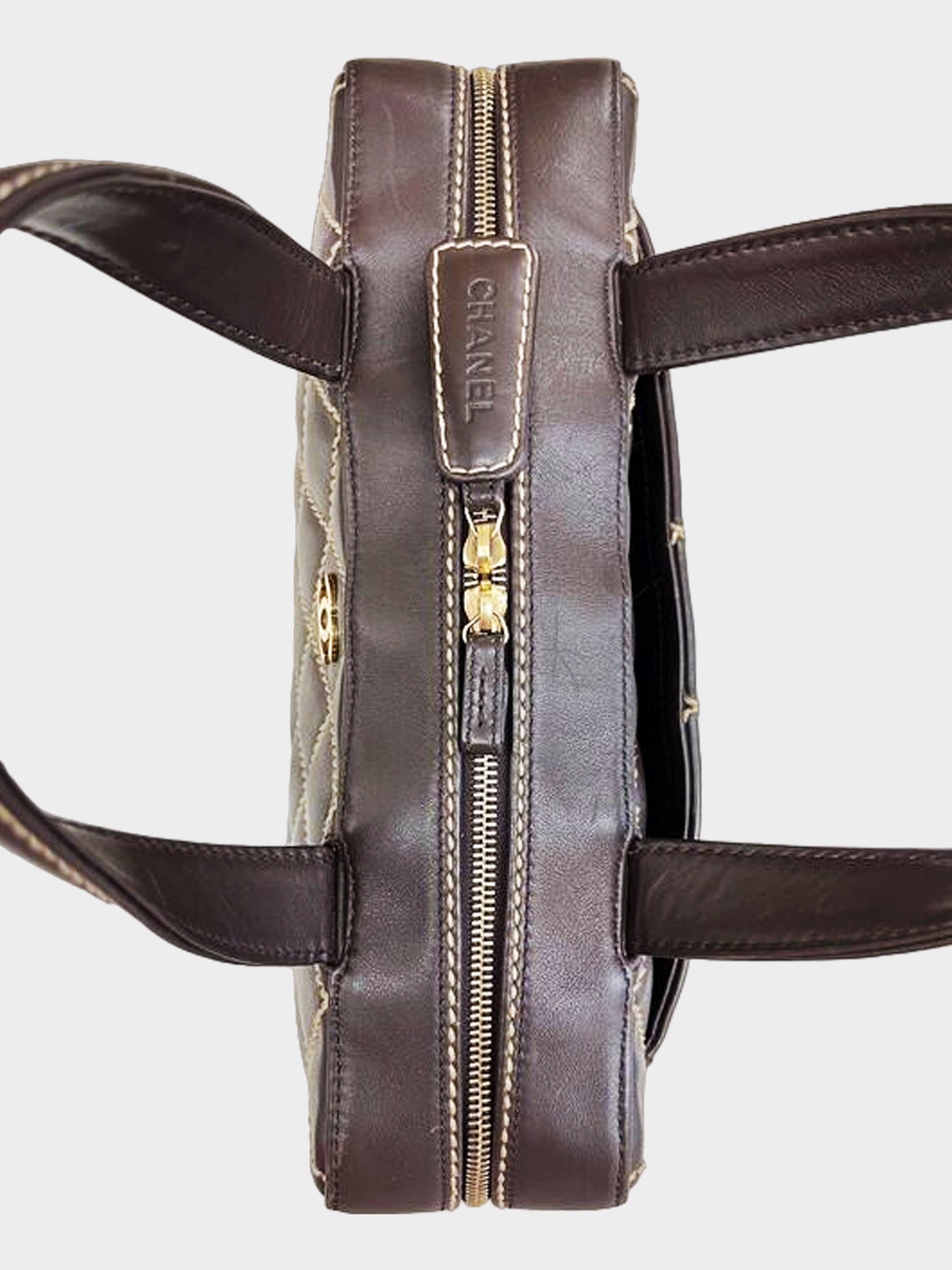 Chanel 2002 Brown Chocolate Leather Surpique Bag