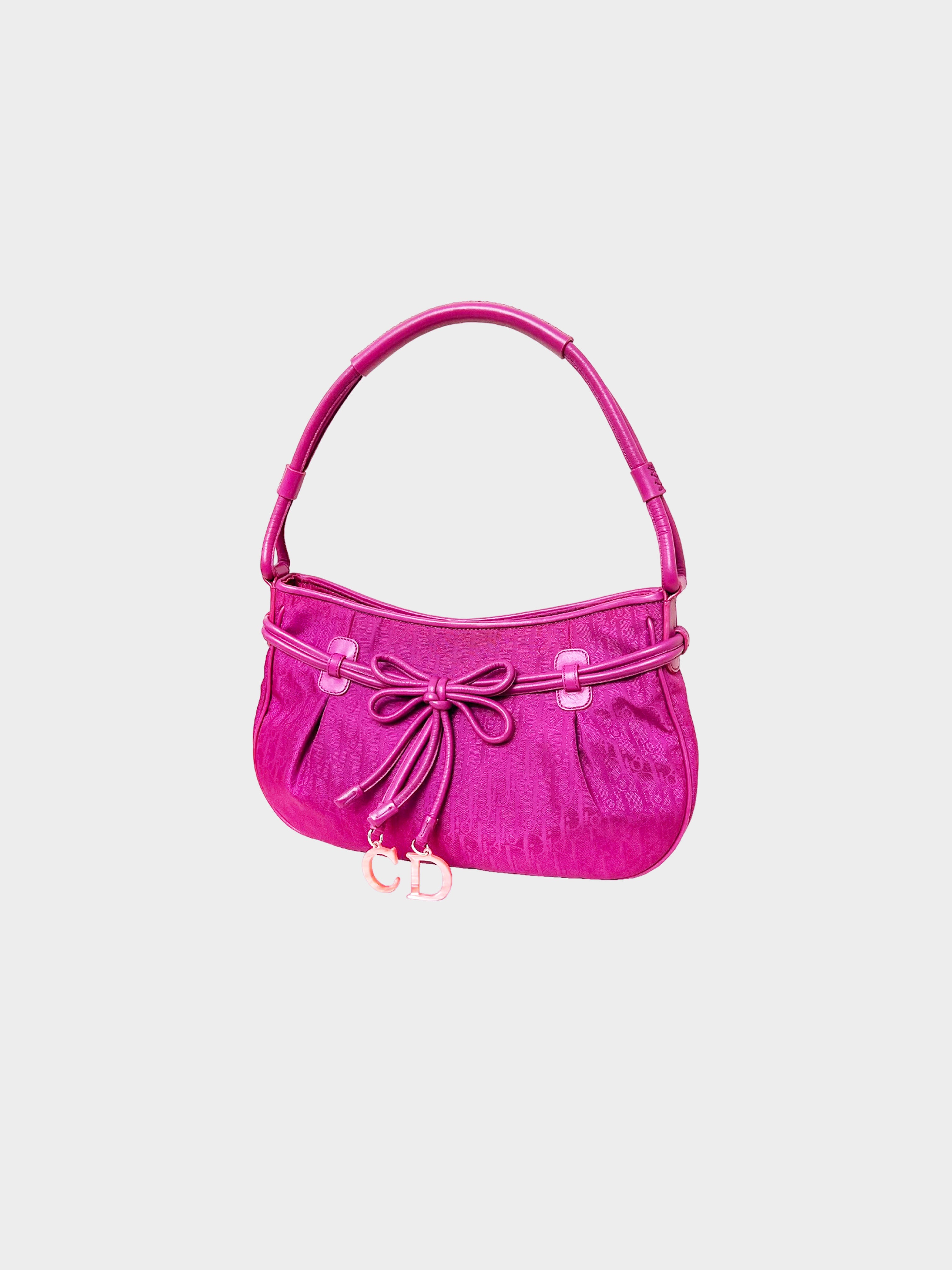 Christian Dior 2008 Pink Trotter Bow Charm Handbag