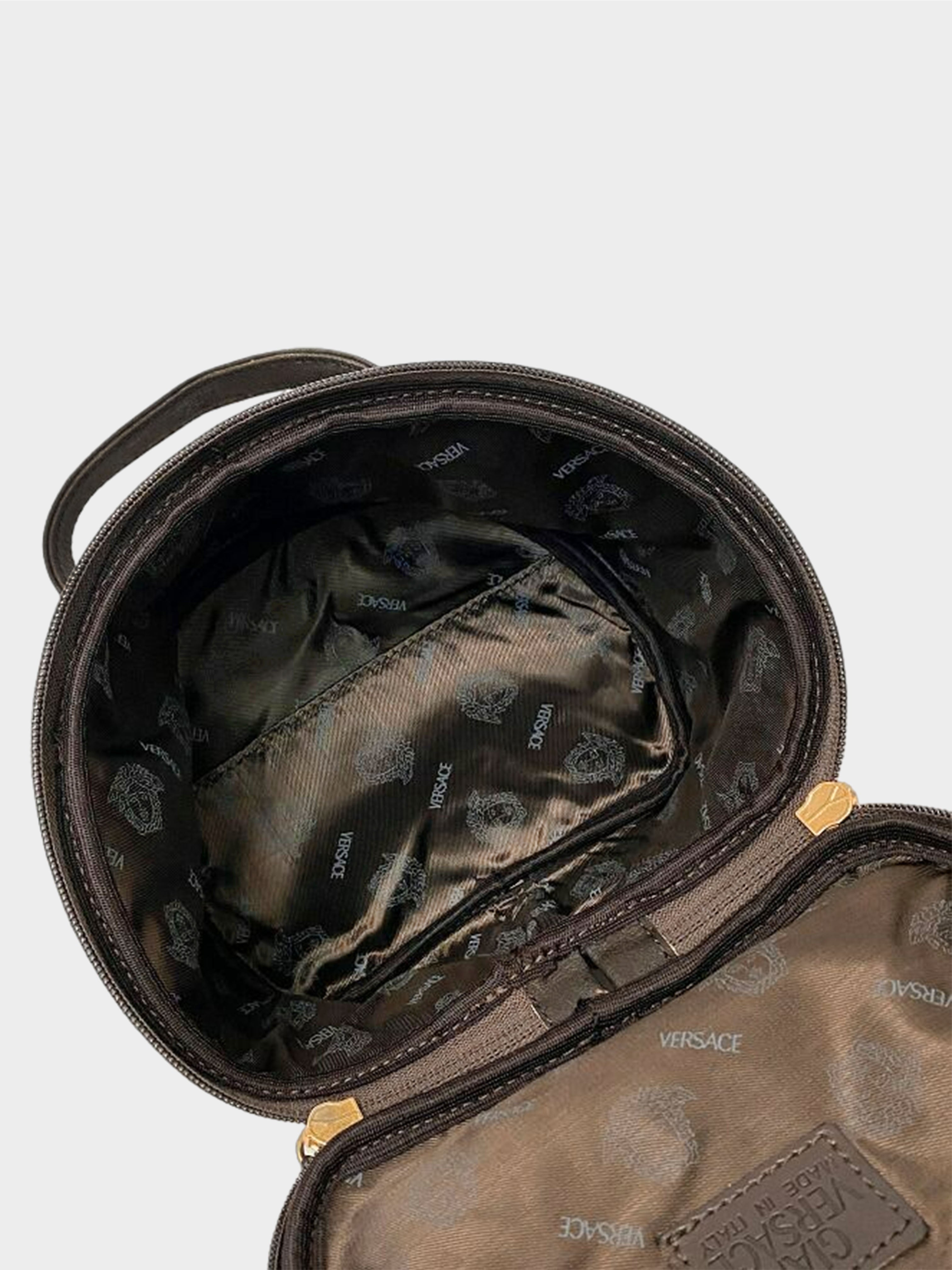 Gianni Versace 2000s Brown Medusa Head Mini Handbag