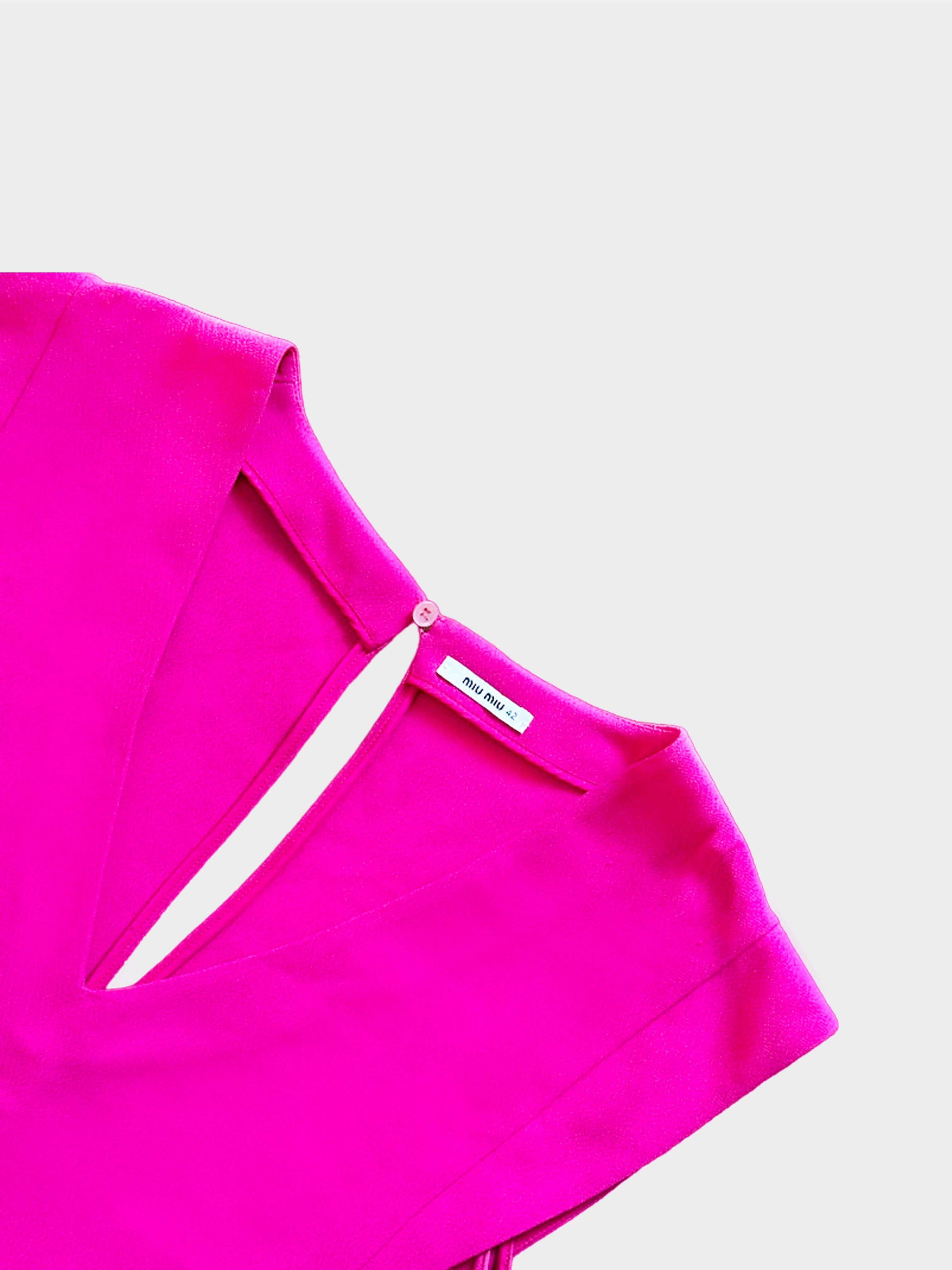 Miu Miu SS 2012 Pink Oversized Ribbon V-Neck Dress