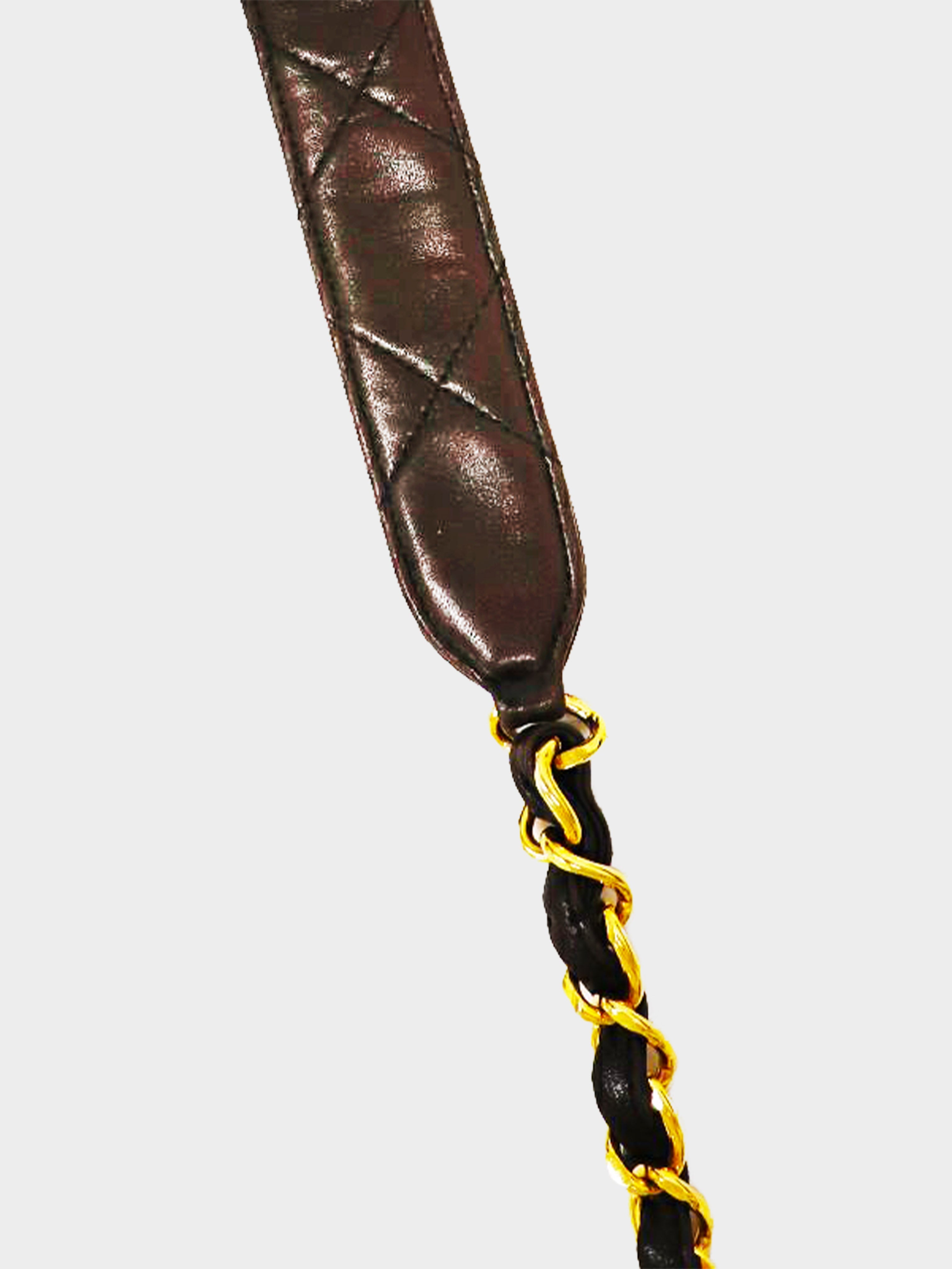CHANEL Mini Matelasse Chain Flap Shoulder Bag Enamel Black Gold CC