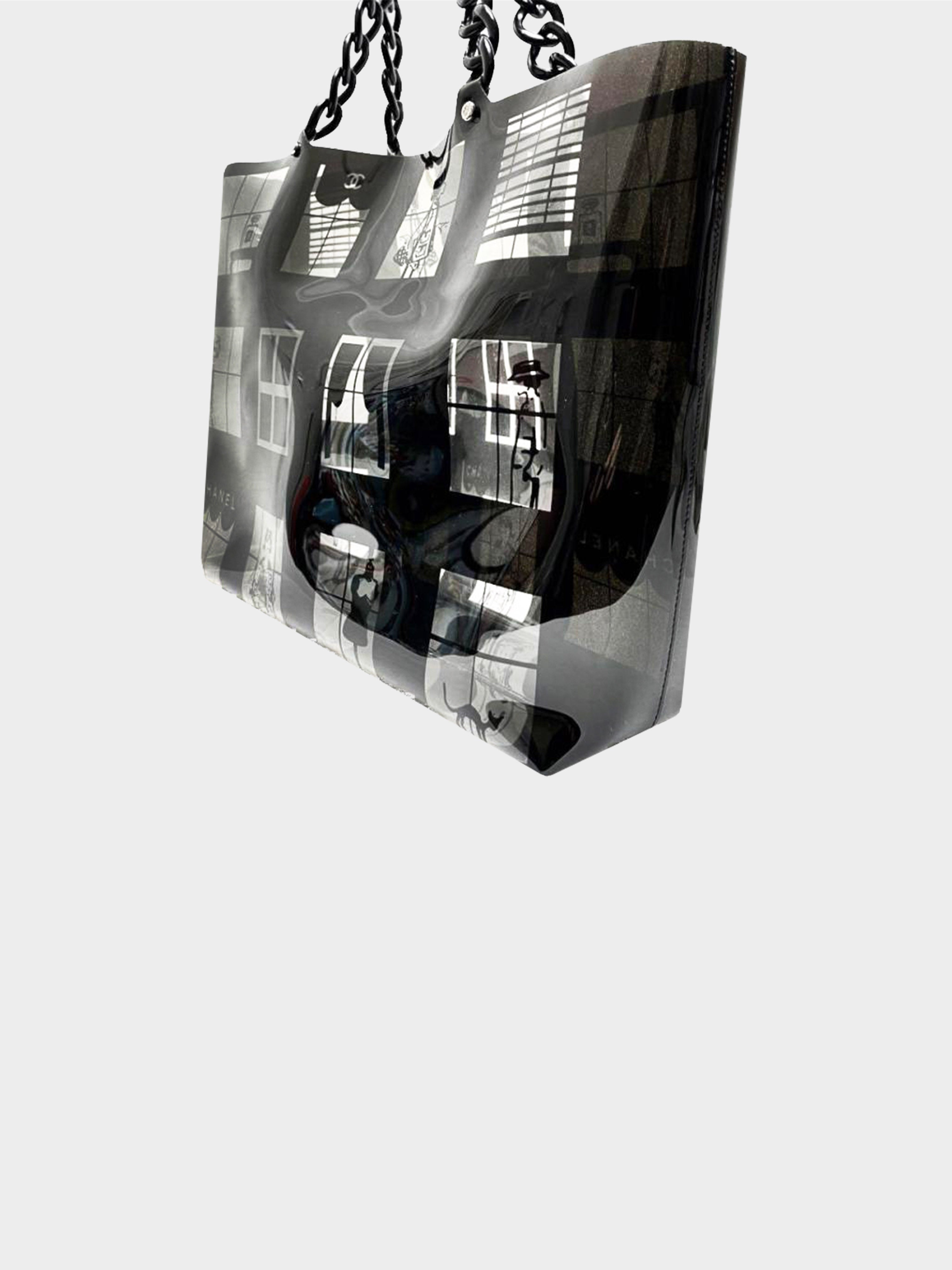 Chanel 2003-2004  Black Vinyl Window Tote Bag