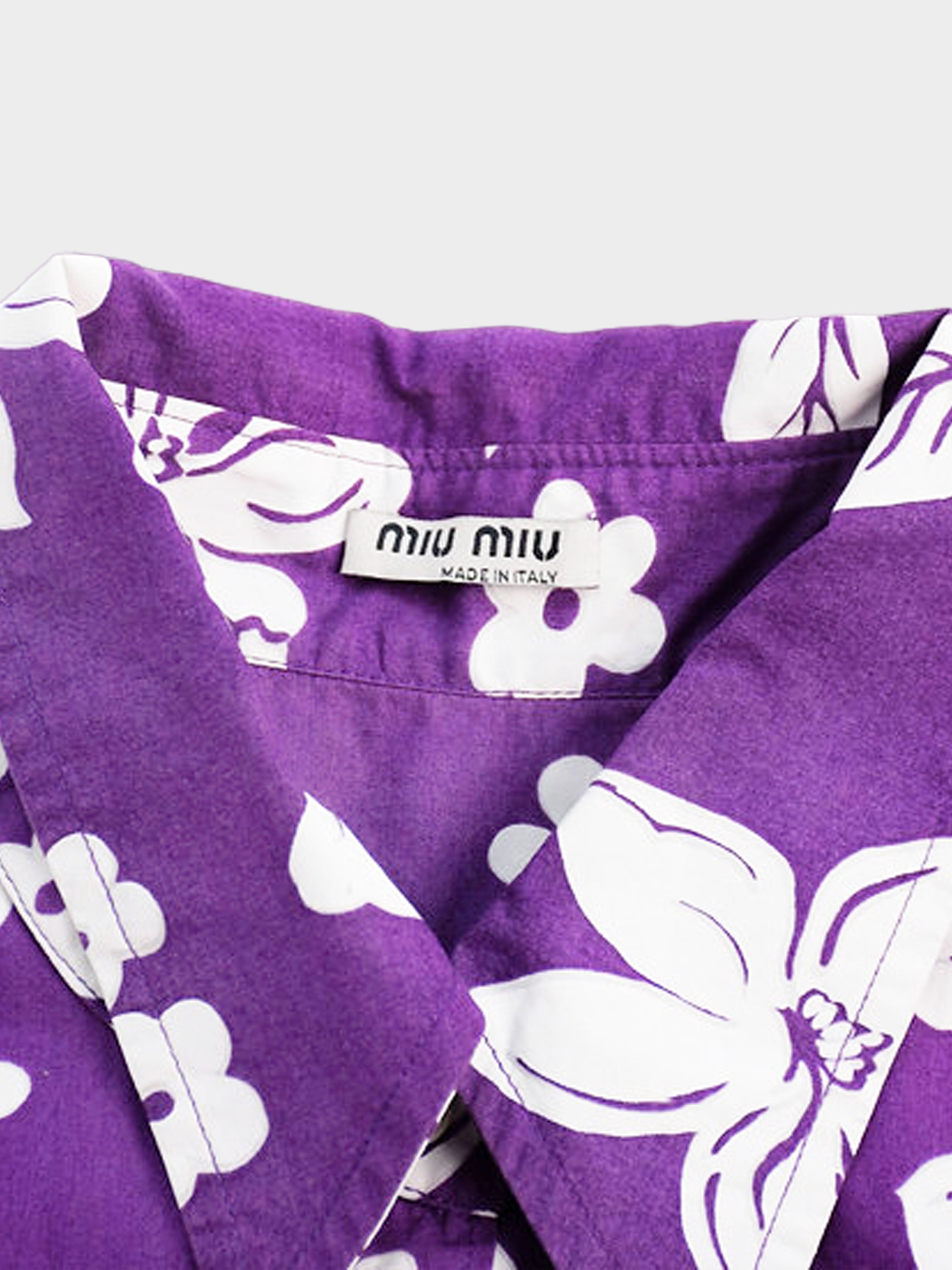 Miu Miu SS 2003 Purple Floral Buttoned Up Top
