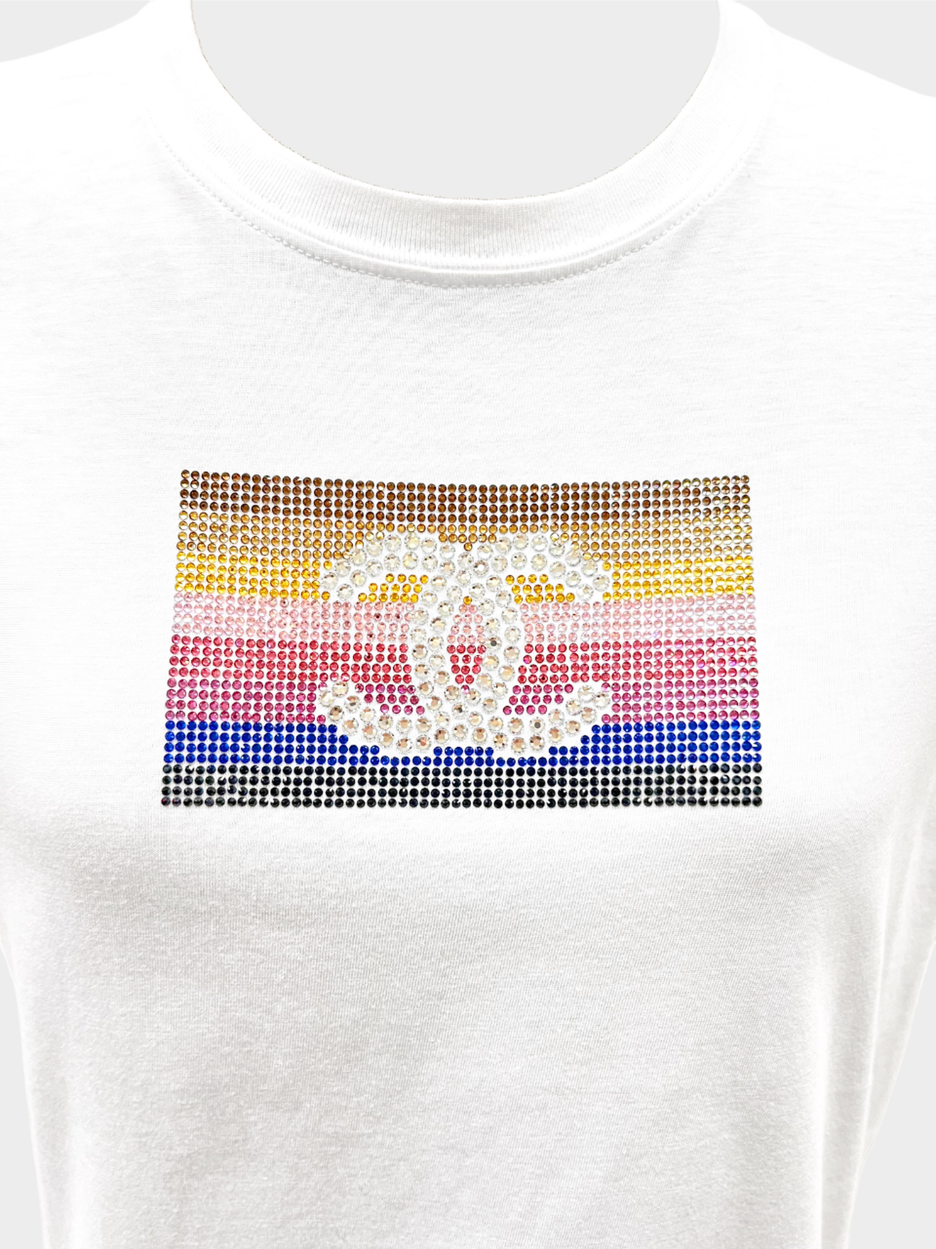 Chanel FW 2005 VIP Multicolor Crystals White Cotton T-Shirt