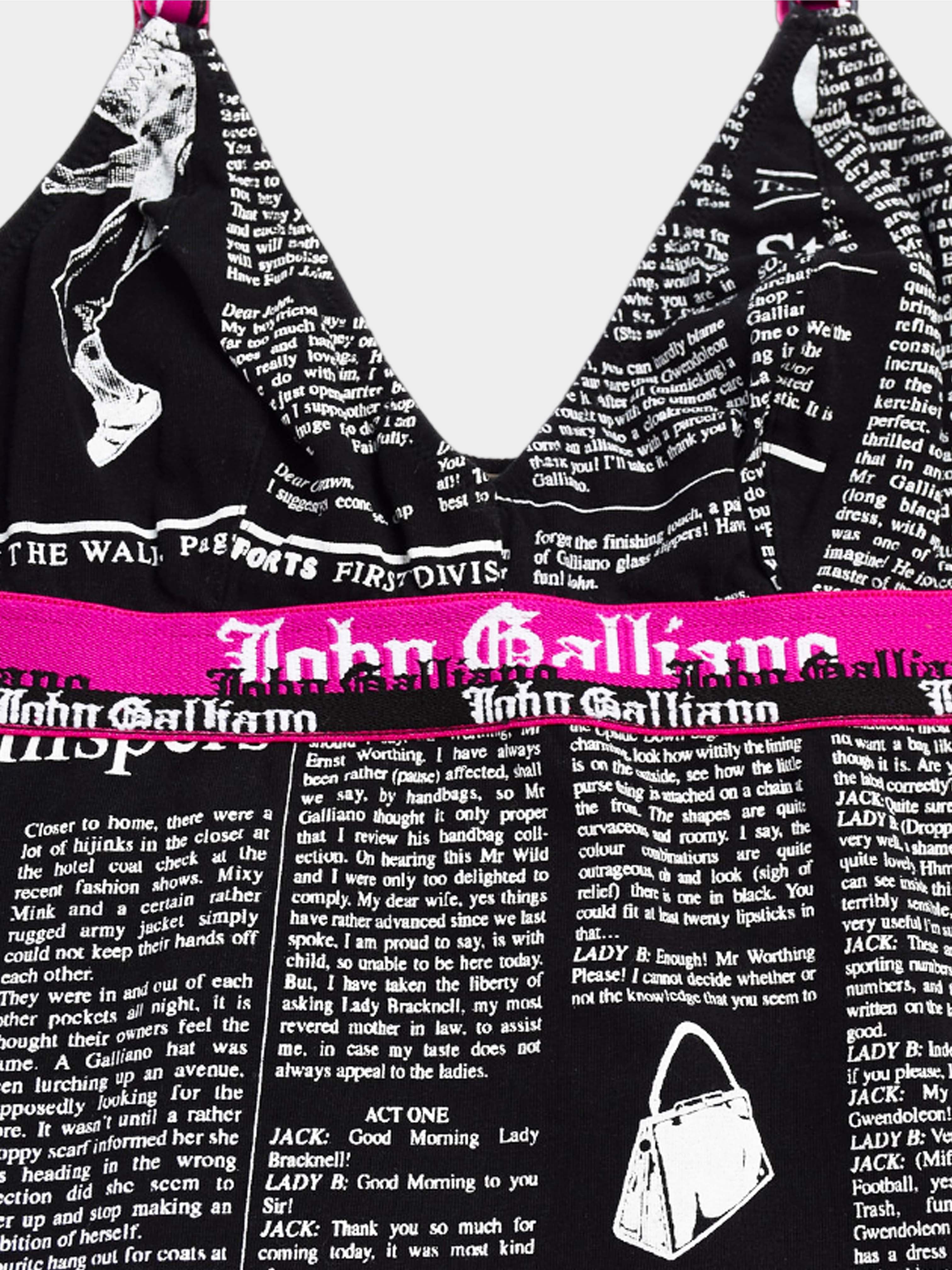 John Galliano 2000s Black Newspaper Tank Top